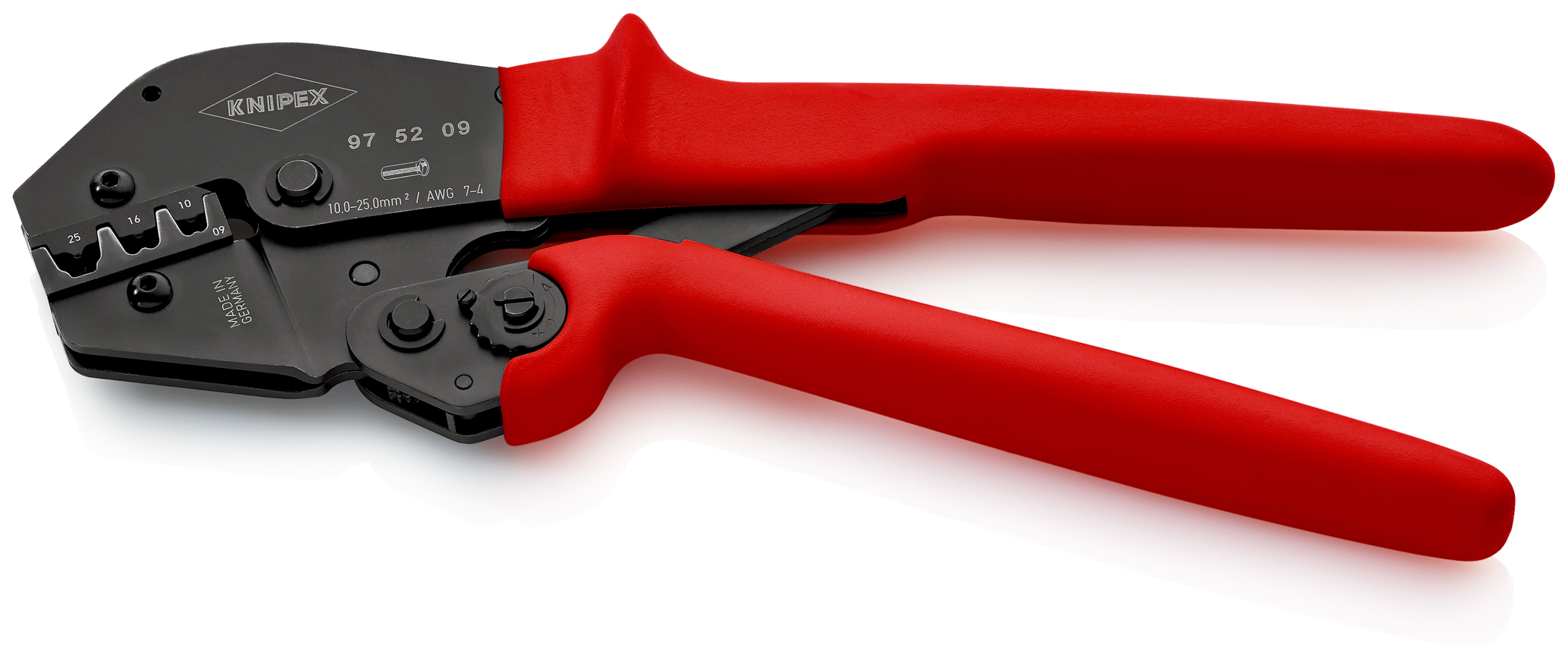 Pince à sertir - Gainage PVC - Pour embouts de câble 10 / 16 / 25 mm² KNIPEX - 975209