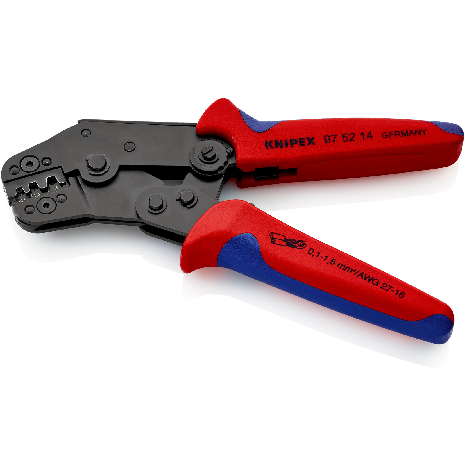 Pince à sertir - Gainage bi-matière - Cosses à fût ouvert 0 1 à 1 5 mm² KNIPEX - 975214