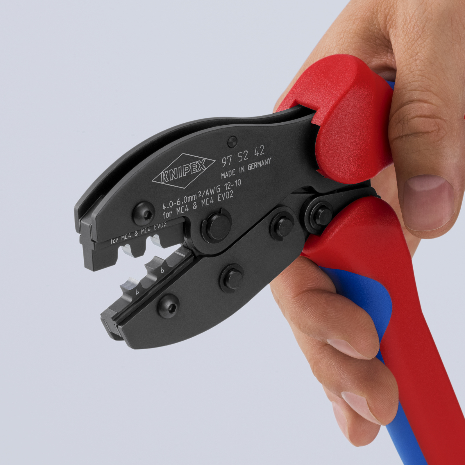 Pince à sertir PreciForce pour contacts photovoltaïques MC4 / MC4 Evo2 4 - 6mm² KNIPEX - 975242