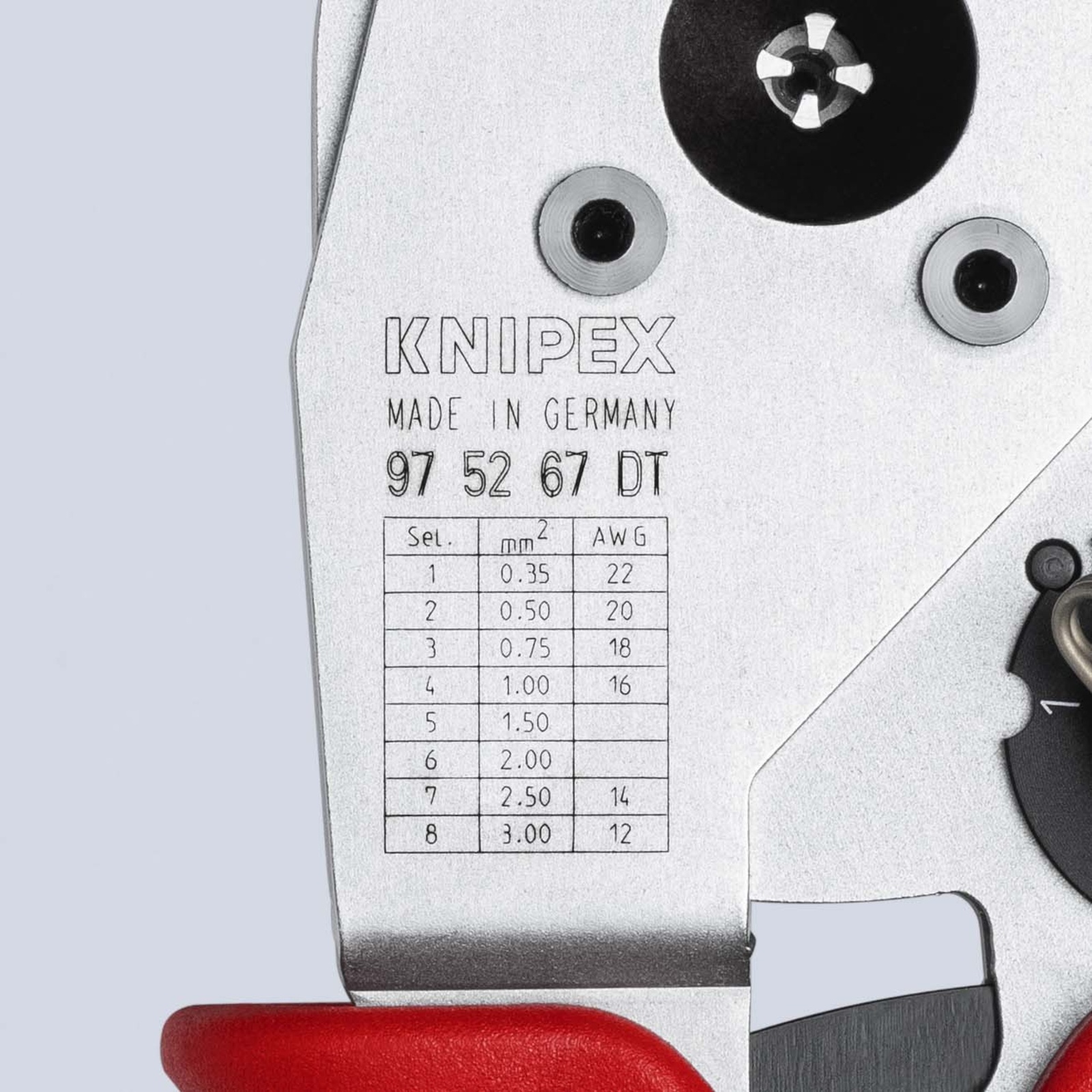 Pince à sertir 4/8 points pour contacts tournés série DT de TE Connectivity KNIPEX - 975267DT