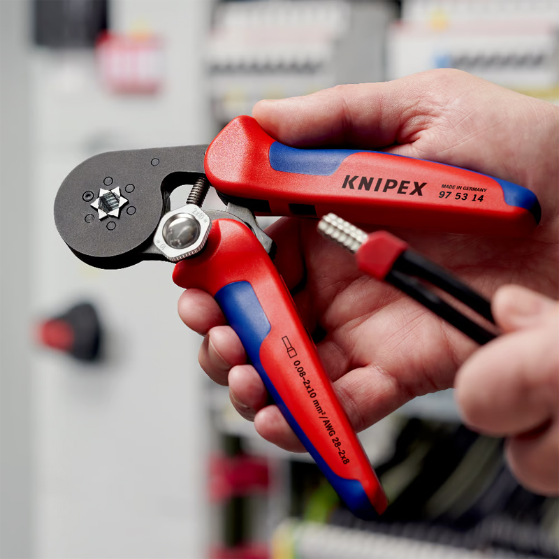 Pince à sertir auto ajustable pour embouts de câble avec accès latéral - KNIPEX - 97 53 14