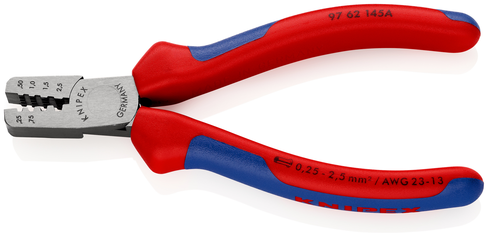 Pince a sertir 145mm embouts 0,25-2,5mm² KNIPEX - 97 62 145 A