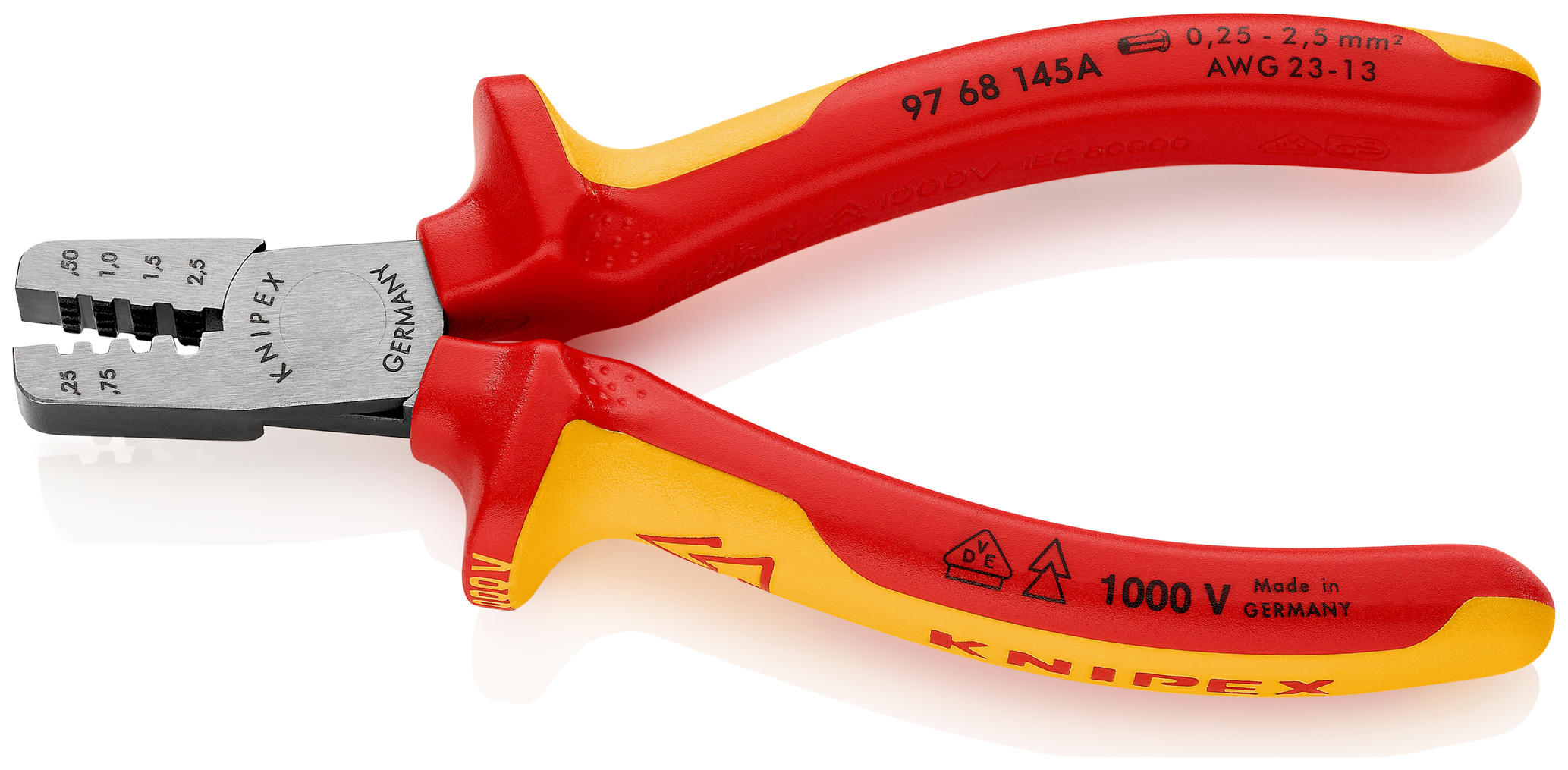 Pce sertir 145mm embout 0,25-2,5² 1000v KNIPEX - 97 68 145 A