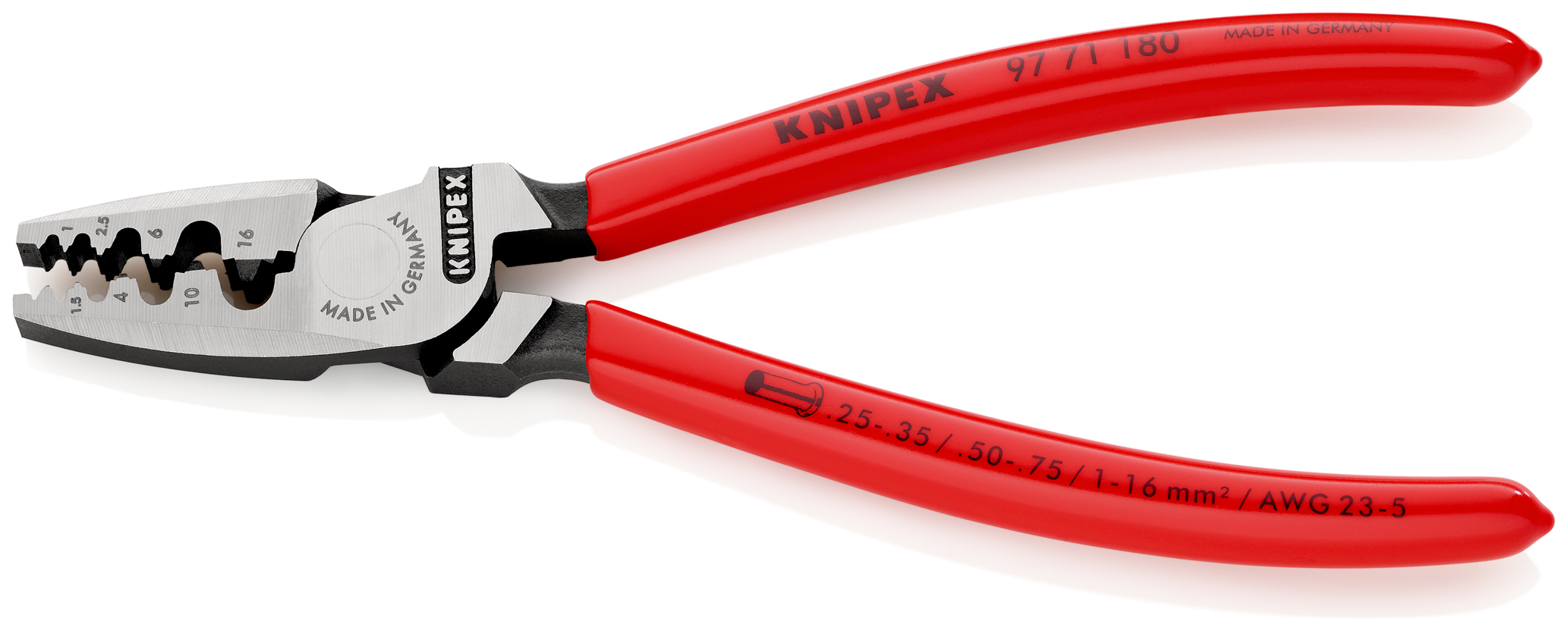 Pince a sertir 180mm embouts 0,25-16mm² KNIPEX - 97 71 180 SB