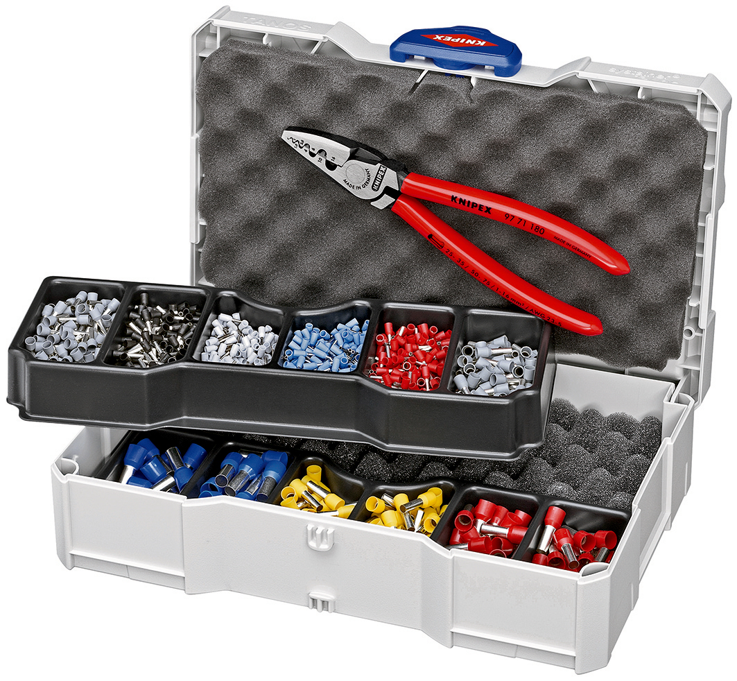 Coffret assortiment de sertissage pince à sertir 97 71 180 et embouts isolés KNIPEX - 979006