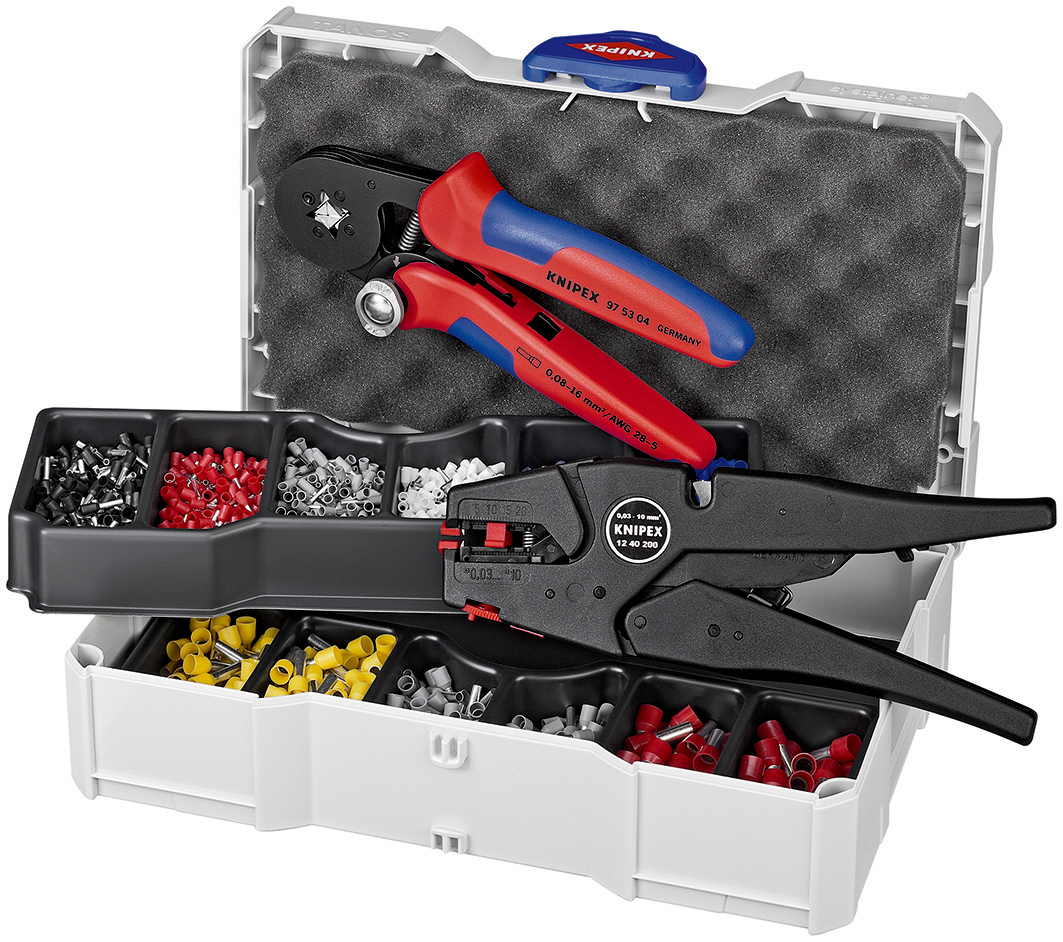 Coffret assortiment de sertissage pinces 97 53 04 et 12 40 200 et embouts isolés KNIPEX - 979010