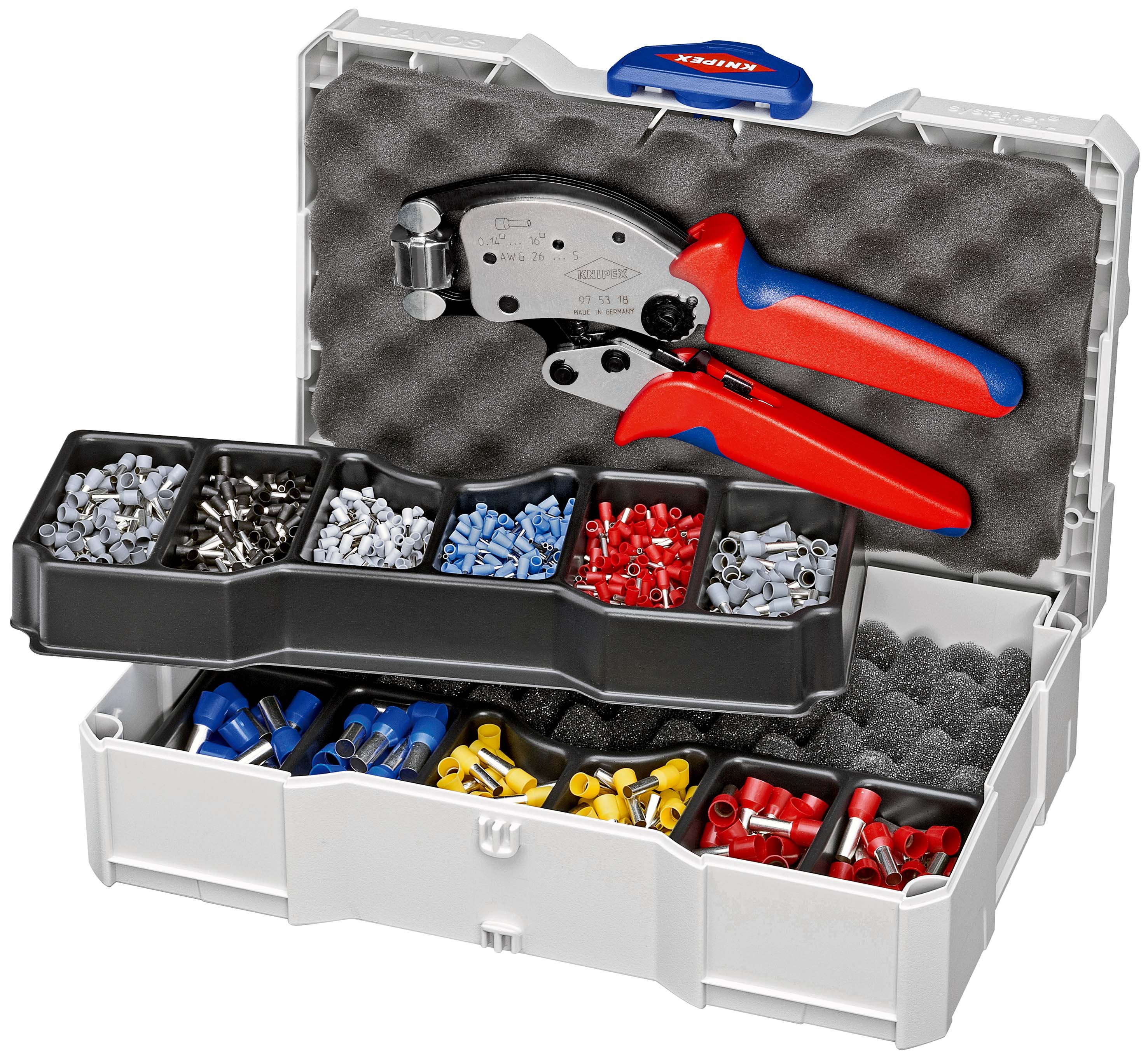 Coffret assortiment de sertissage pince à sertir 97 53 18 et embouts isolés KNIPEX - 979013