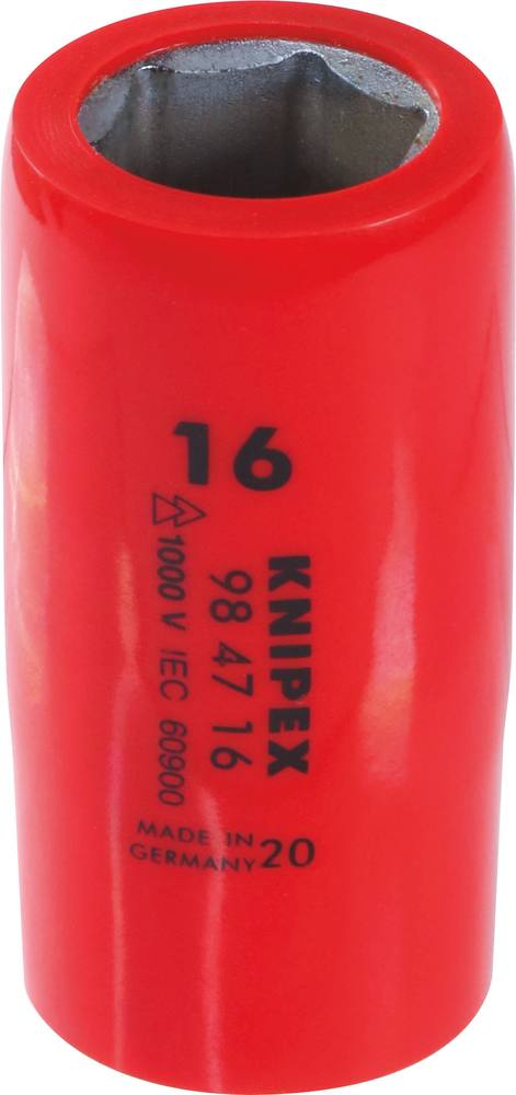 Douille - 16mm - Carré femelle 1/2 - 6 pans - Gainage surmoulé isolé 1000V KNIPEX - 984716
