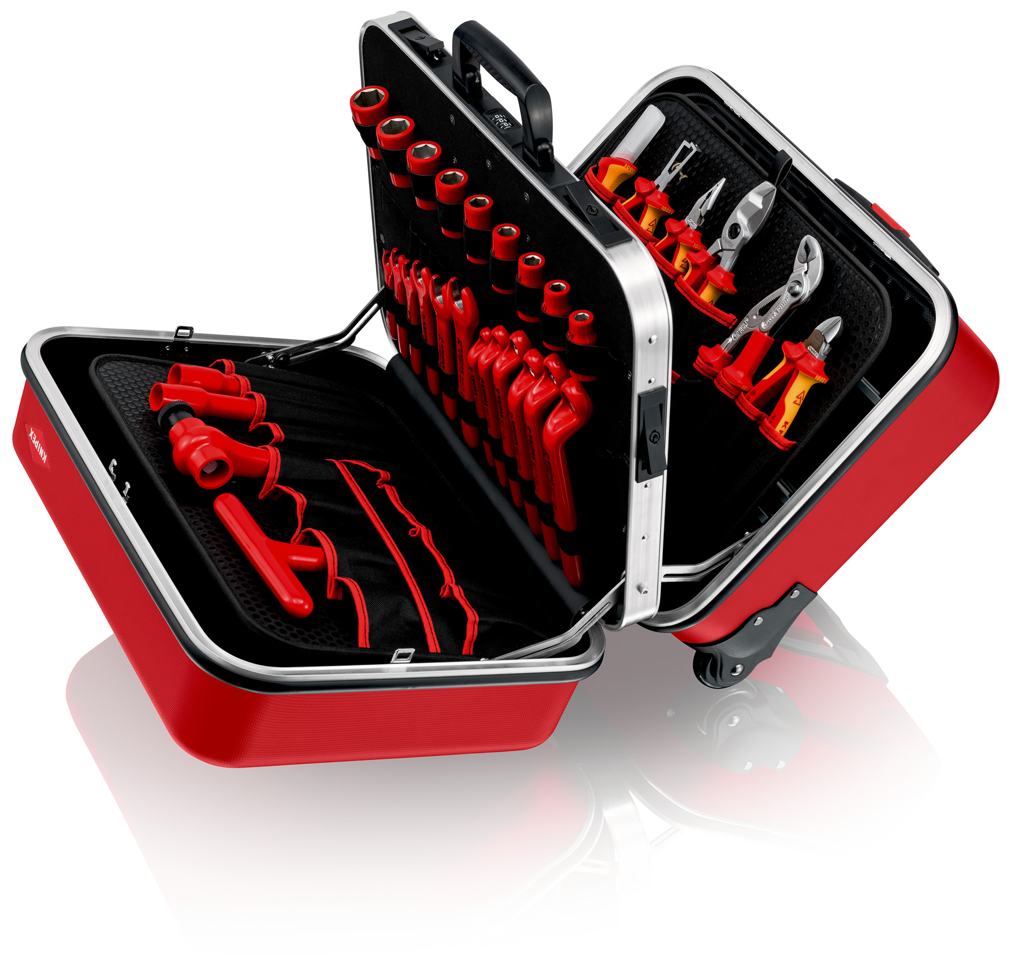 Valise 42 outils pour électricien isolés 1000V - A double compartiment - rouge KNIPEX - 989915