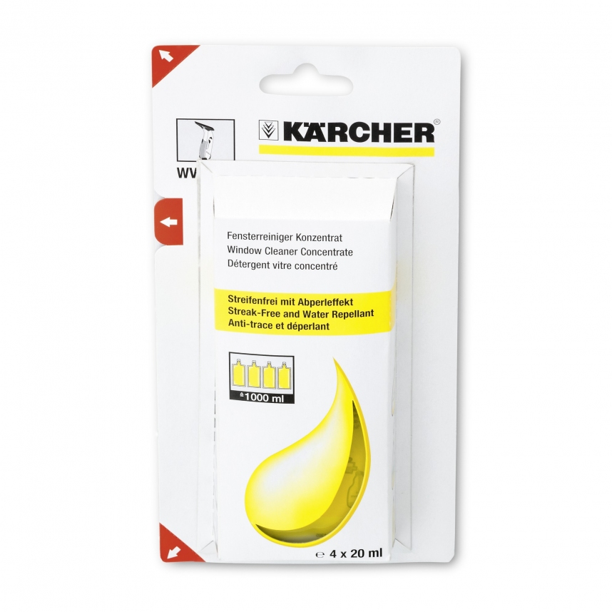 NETTOYANT VITRES CONCENTRÉ KARCHER 4 X 20 ML POUR NETTOYEUR DE VITRE -6.295-302.0