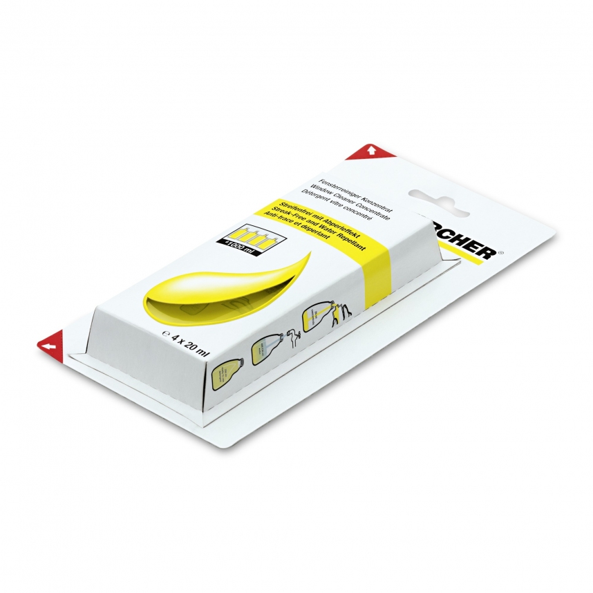 NETTOYANT VITRES CONCENTRÉ KARCHER 4 X 20 ML POUR NETTOYEUR DE VITRE -6.295-302.0