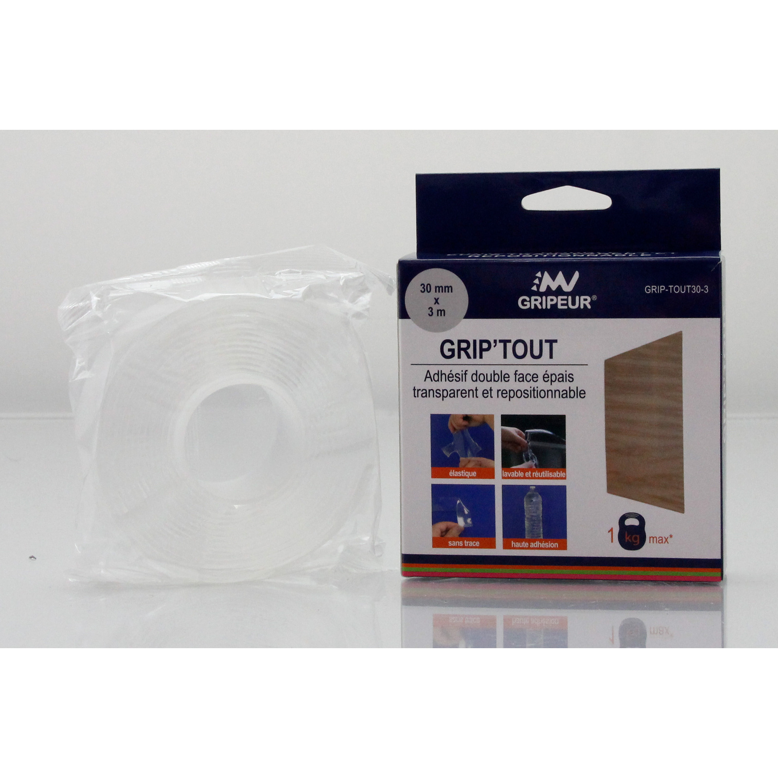 Adhésif DF GRIP-TOUT Repositionnable transparent ép 2mm 30mm x 3m LIMA - GRIP-TOUT30-3