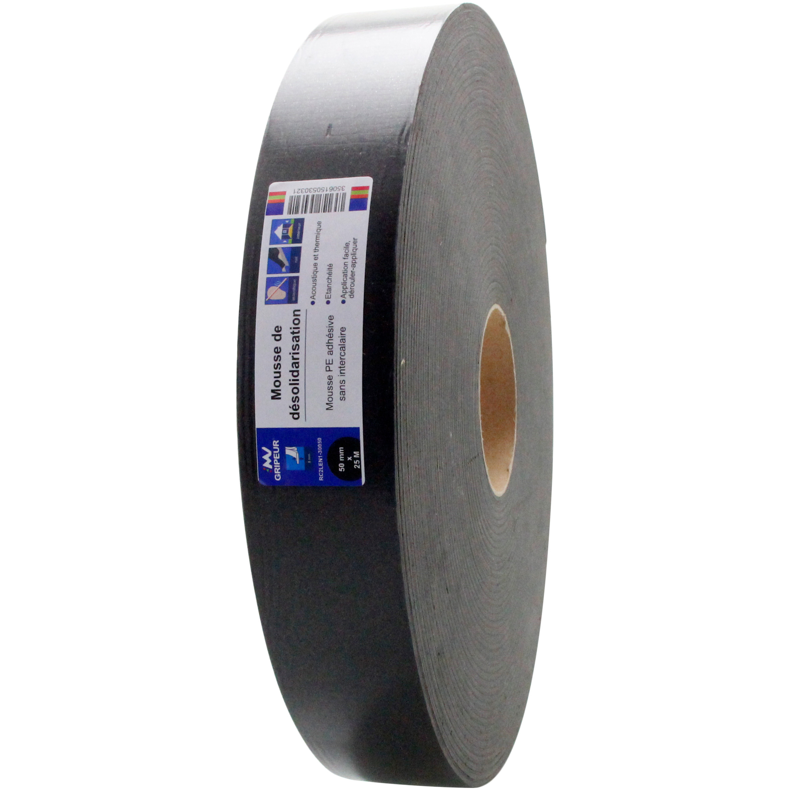 Adhésif mousse PE de désolidarisation noire ép 3 mm 50mm x 25m LIMA - RC2LEN1-30050