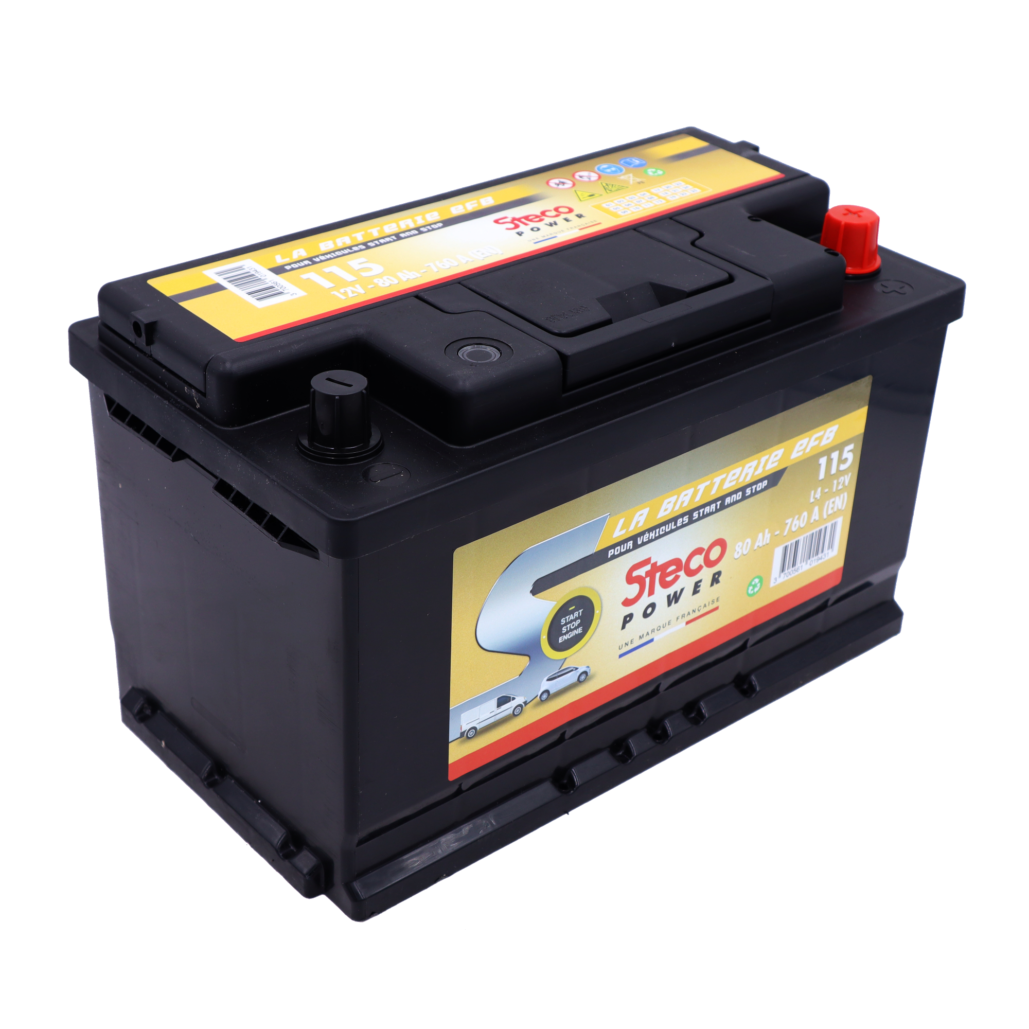 Batterie 12V 80Ah 760A 315x175x190 système start&stop stecopower - 115
