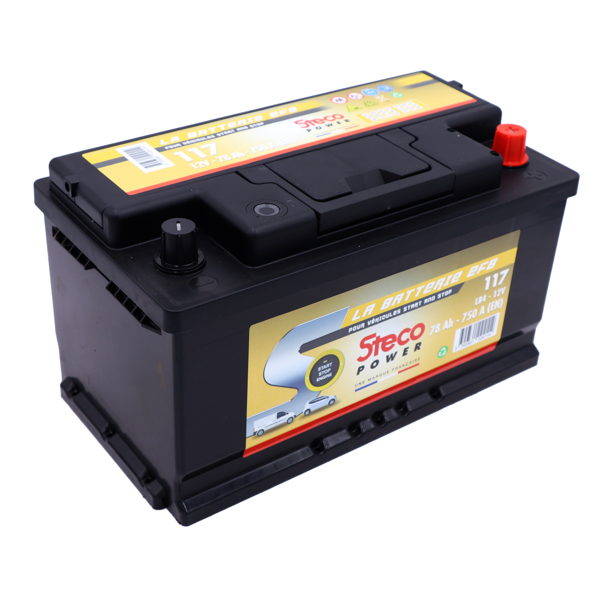 Batterie 12V 78Ah 750A 315x175x175 système start&stop stecopower - 117