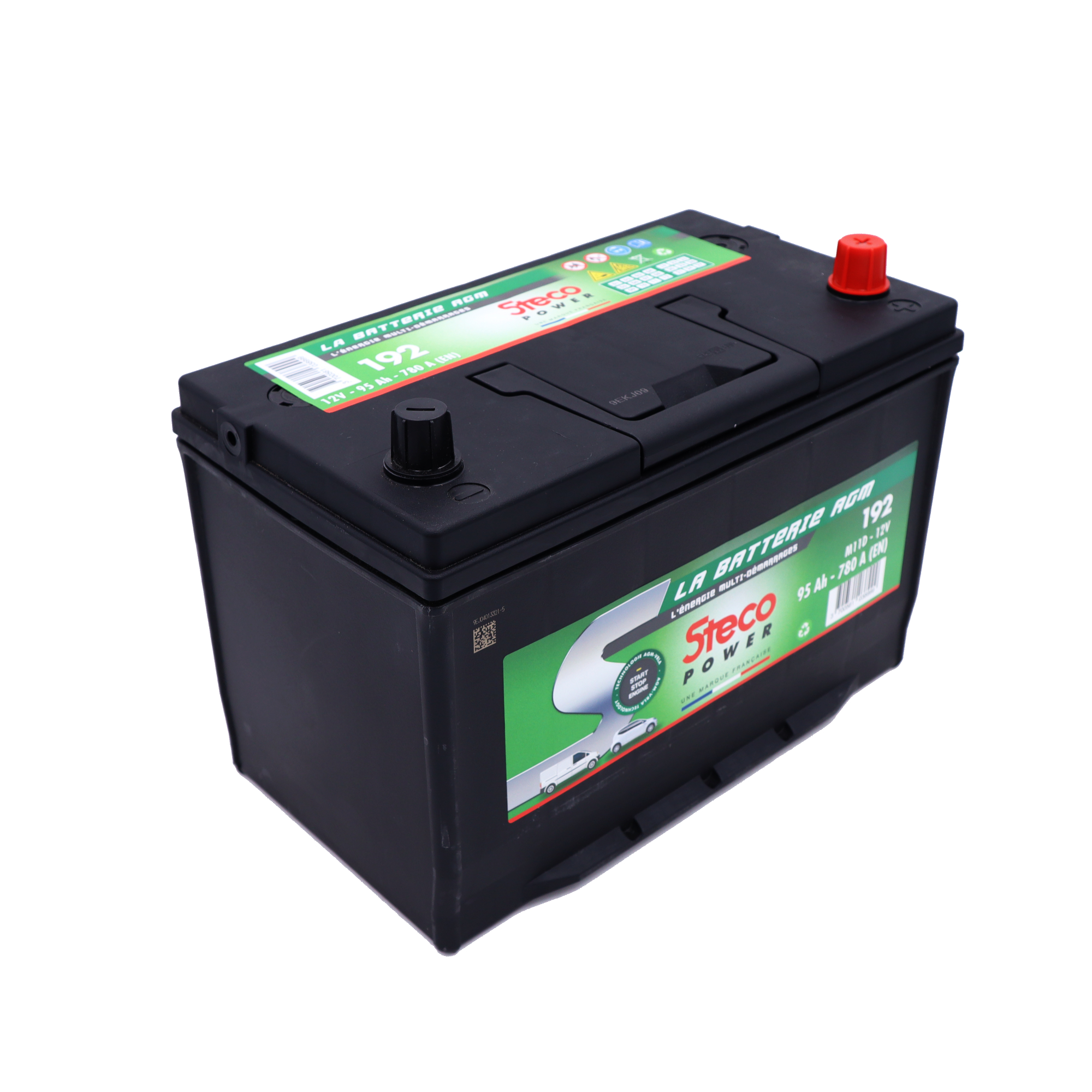 Batterie 12V 95Ah 780A 303x175x220 mm système start&stop + stecopower - 192