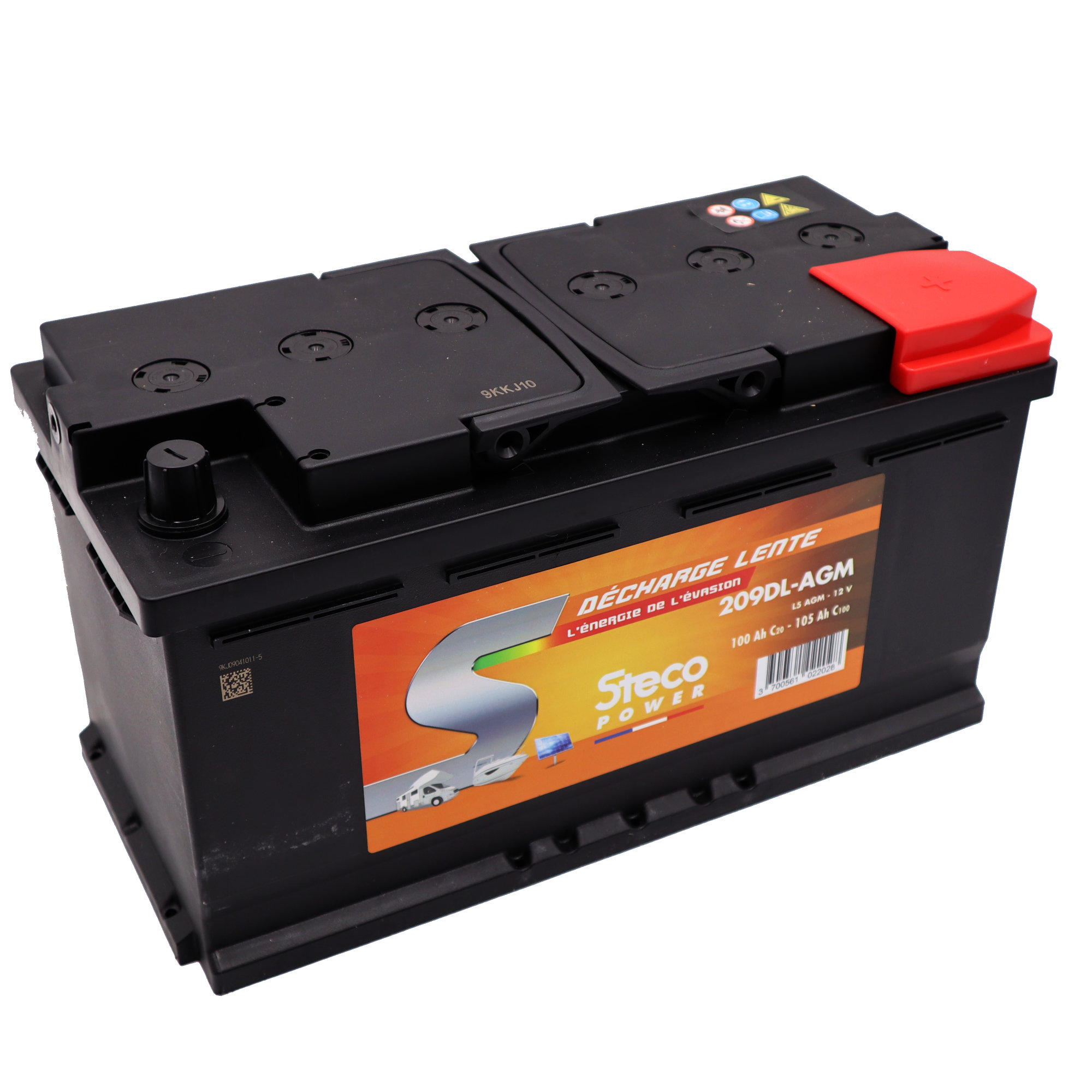 Batterie 12v - 100 ah (20h) - 105 ah (100h) 354x175x190 stecopower - 209dl-agm