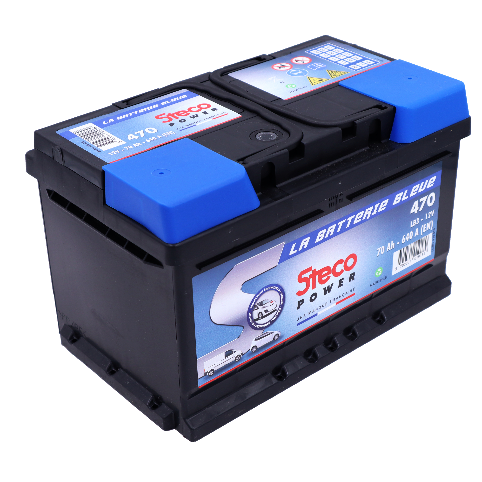 Batterie 12V 70Ah 640A 278x175x175 stecopower - 470