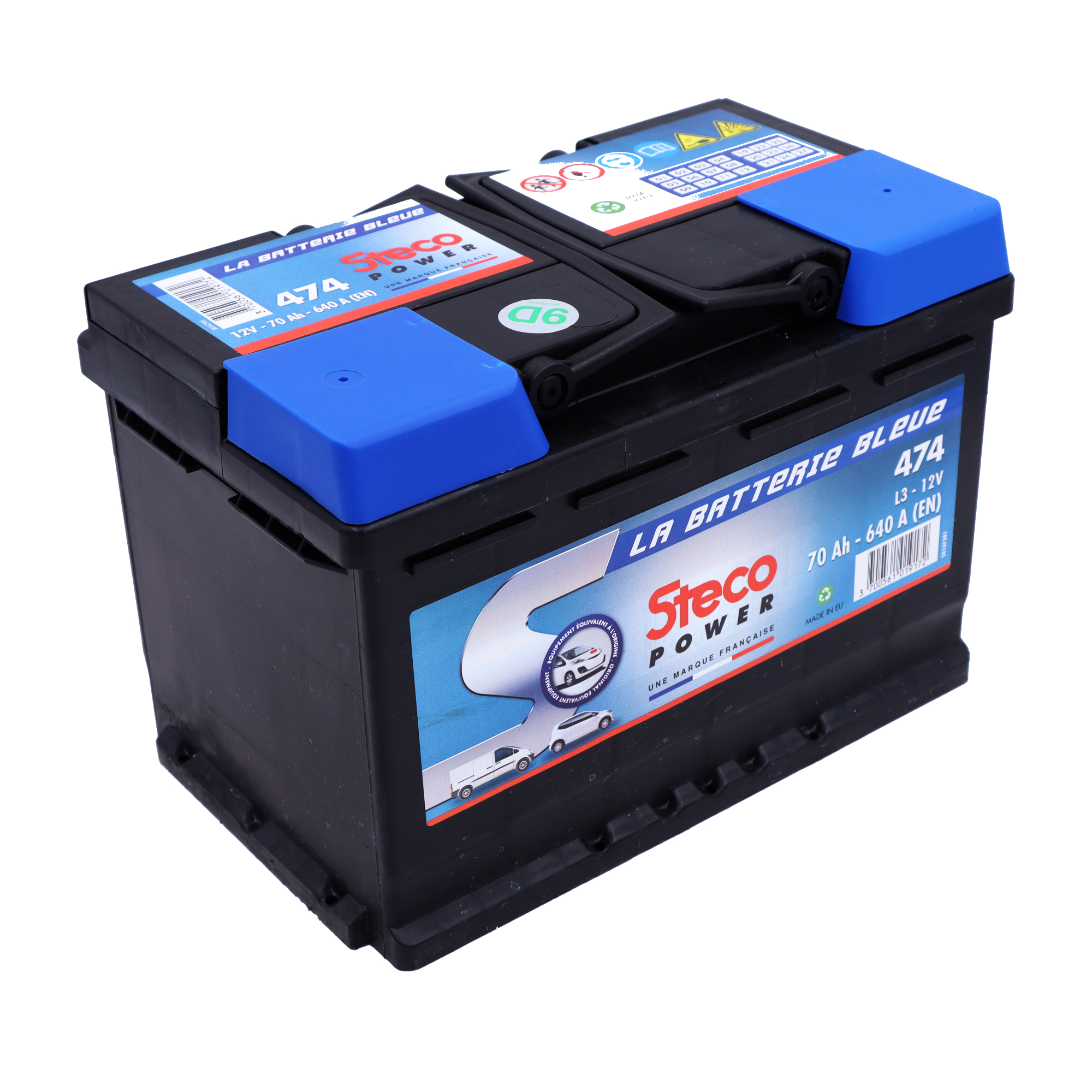 Batterie 12V 70Ah 640A 278x175x190 stecopower - 474
