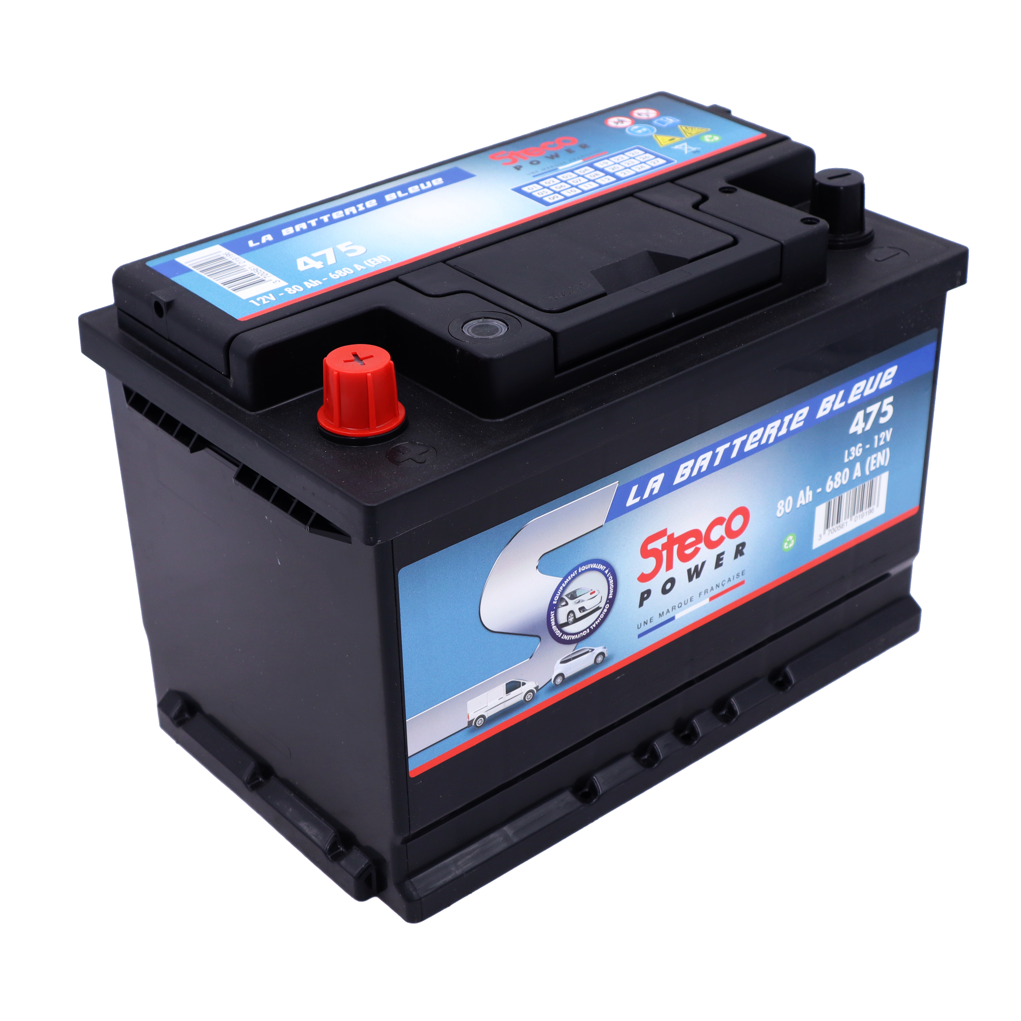 Batterie 12V 80Ah 680A 278x175x190 mm stecopower - 475
