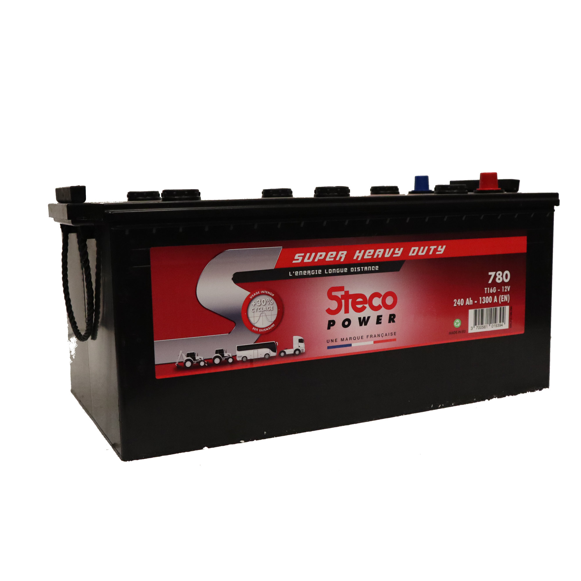 Batterie 12V 225Ah 1300A 518x273x240 Gamme Super Heavy Duty STECOPOWER - 780