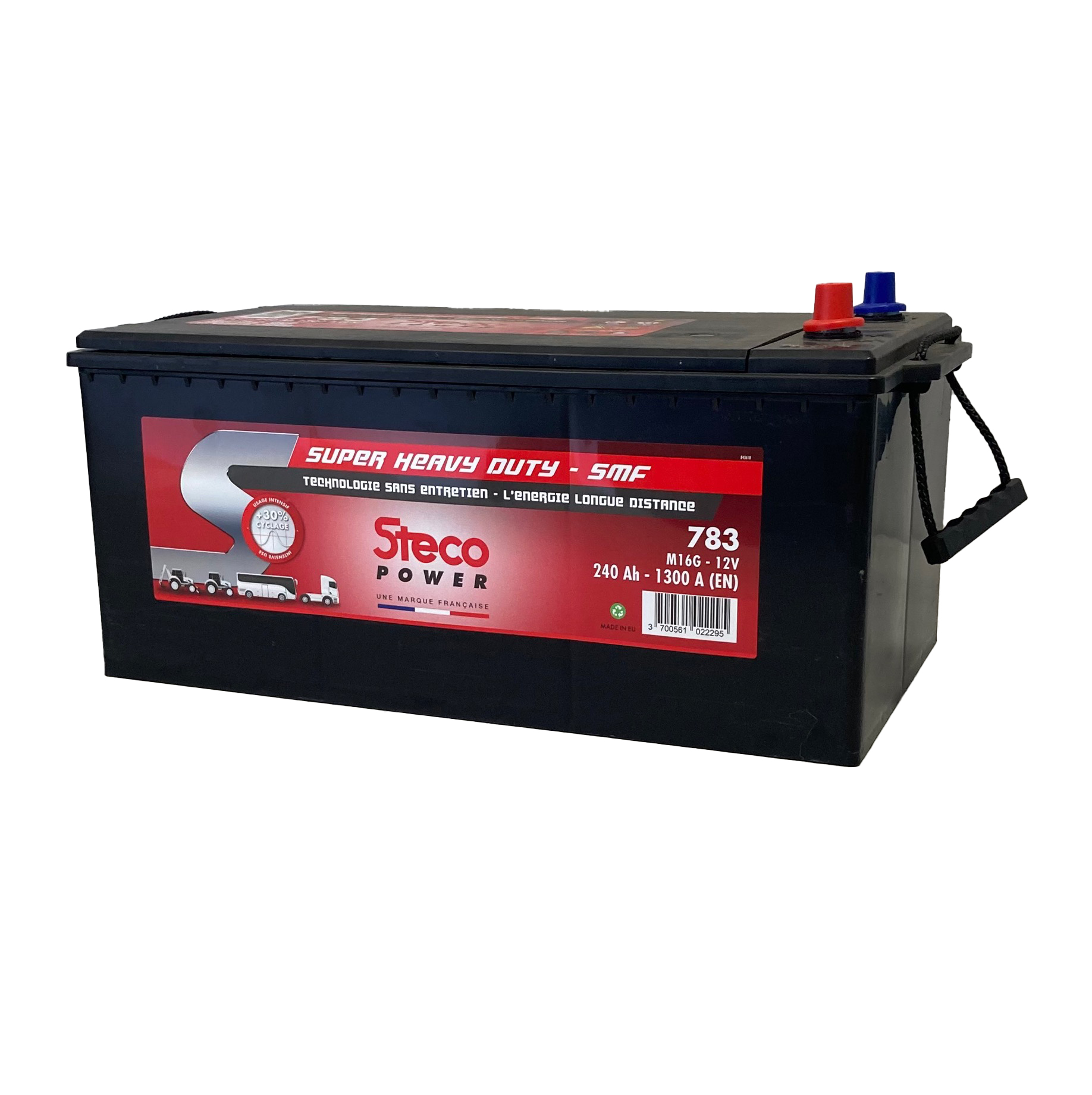 Batterie 12V 240Ah 1300A 518x273x240 Super heavy Duty stecopower - 783