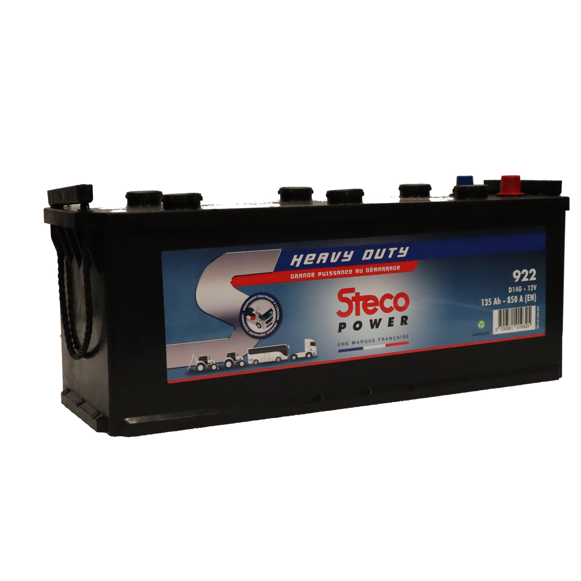 Batterie 12V 135Ah 850A 509x175x208 mm heavy duty stecopower - 922