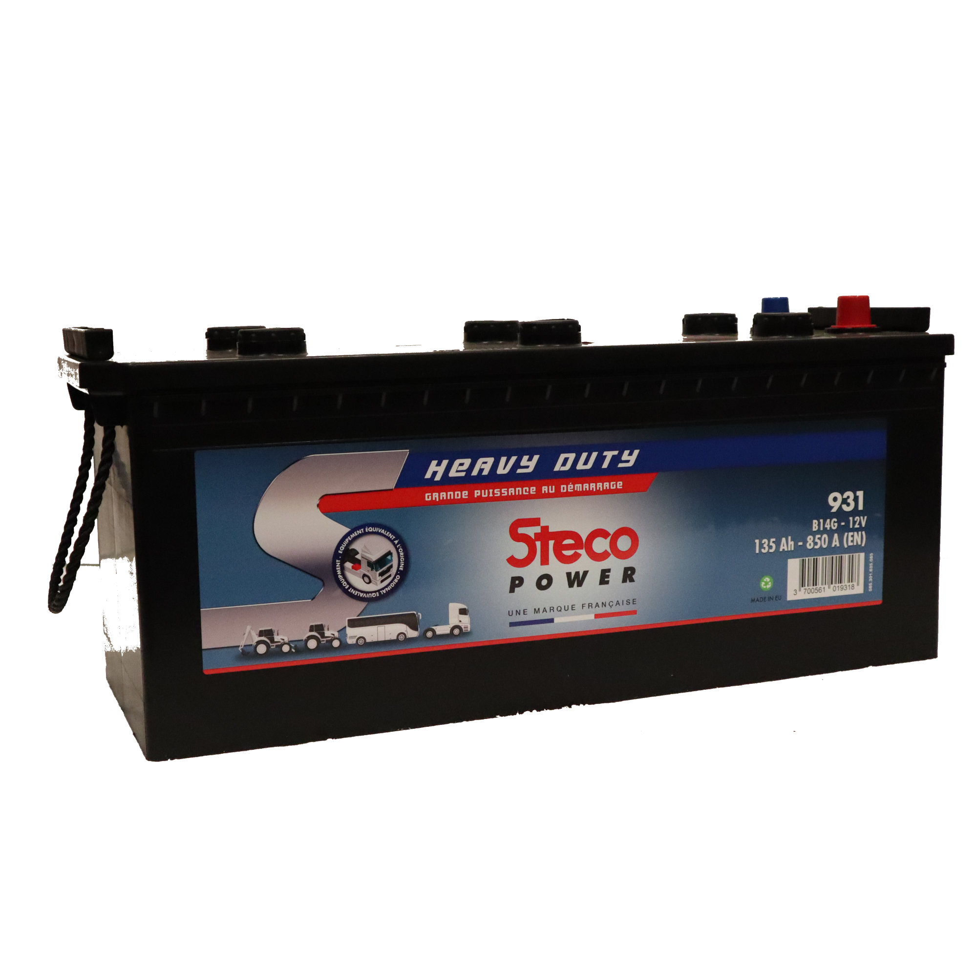 Batterie 12V 135Ah 850A 513x189x222 mm heavy duty stecopower - 931