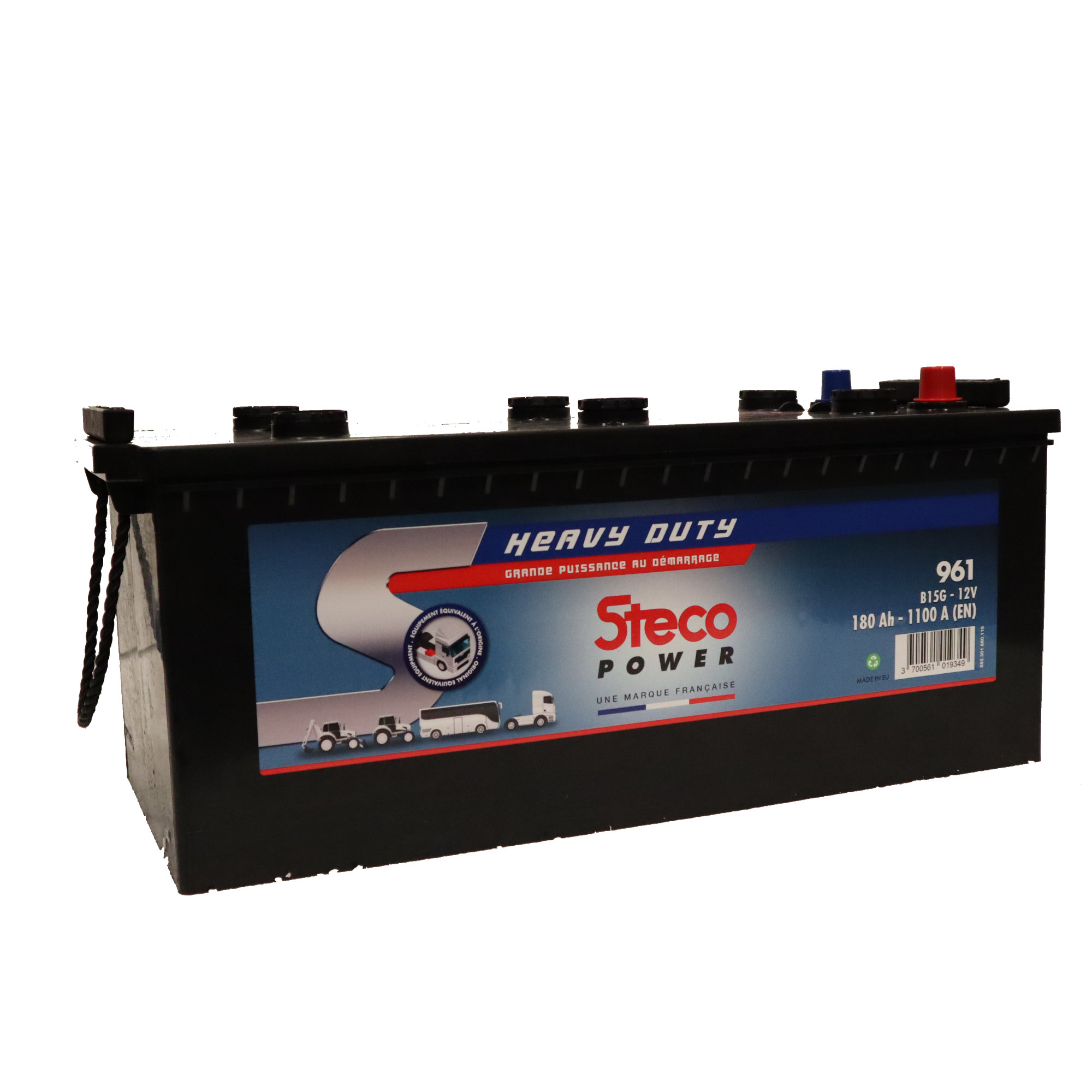 Batterie 12V 180Ah 1100A 512x223x220 mm heavy duty stecopower - 961