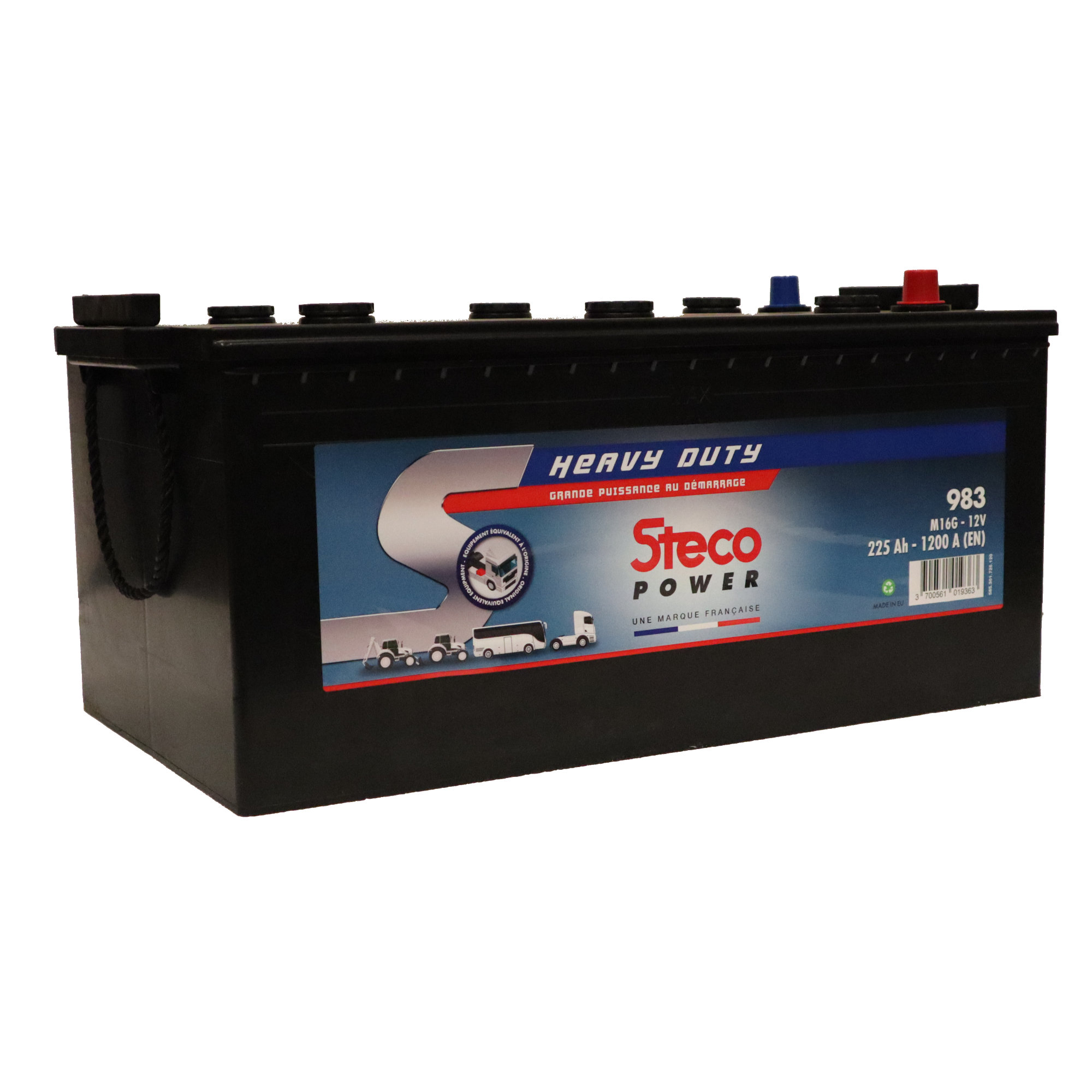 Batterie 12V 225Ah 1200A 518x273x240 mm heavy duty stecopower - 983