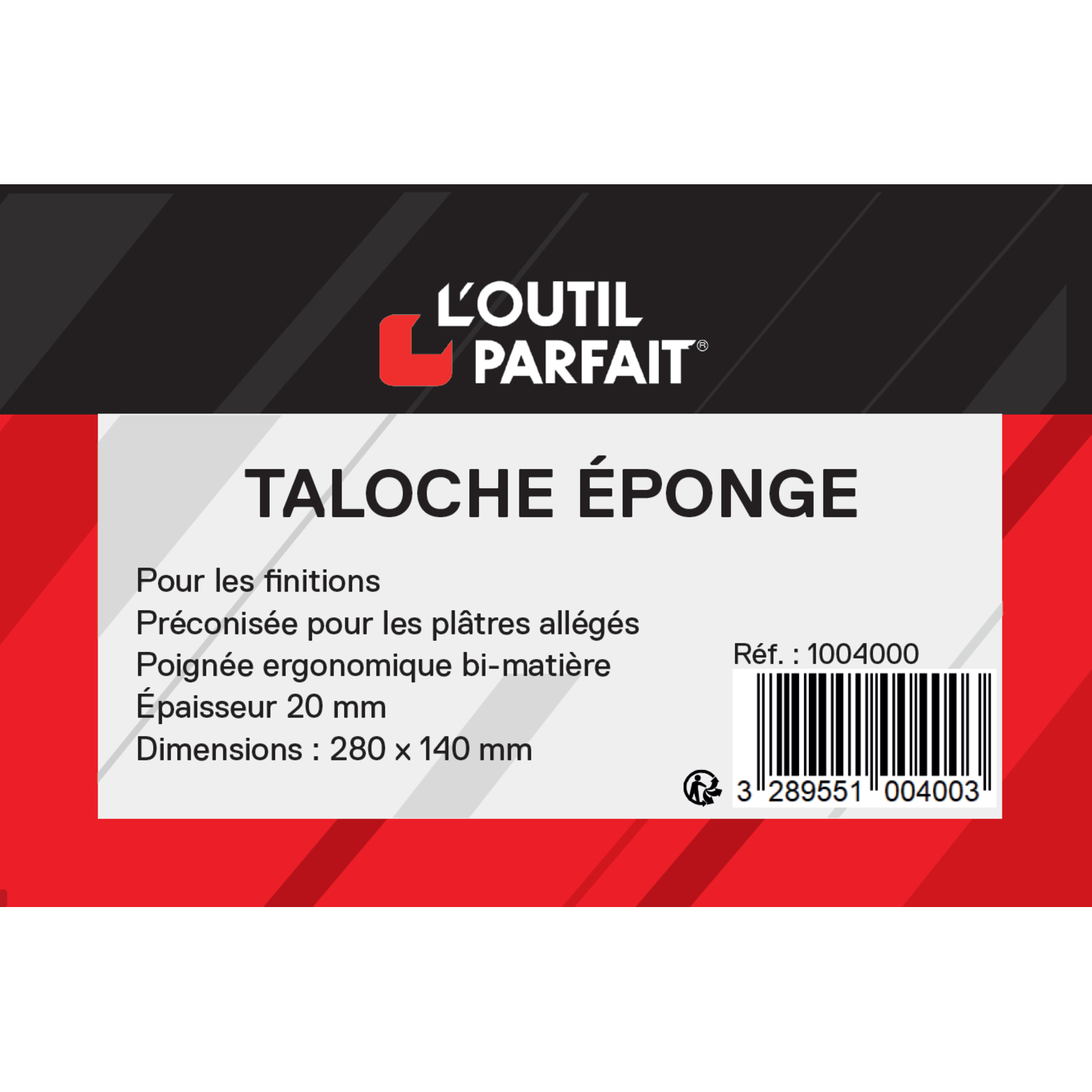 Taloche éponge dimensions 27 x 13 cm L'OUTIL PARFAIT - 1004000