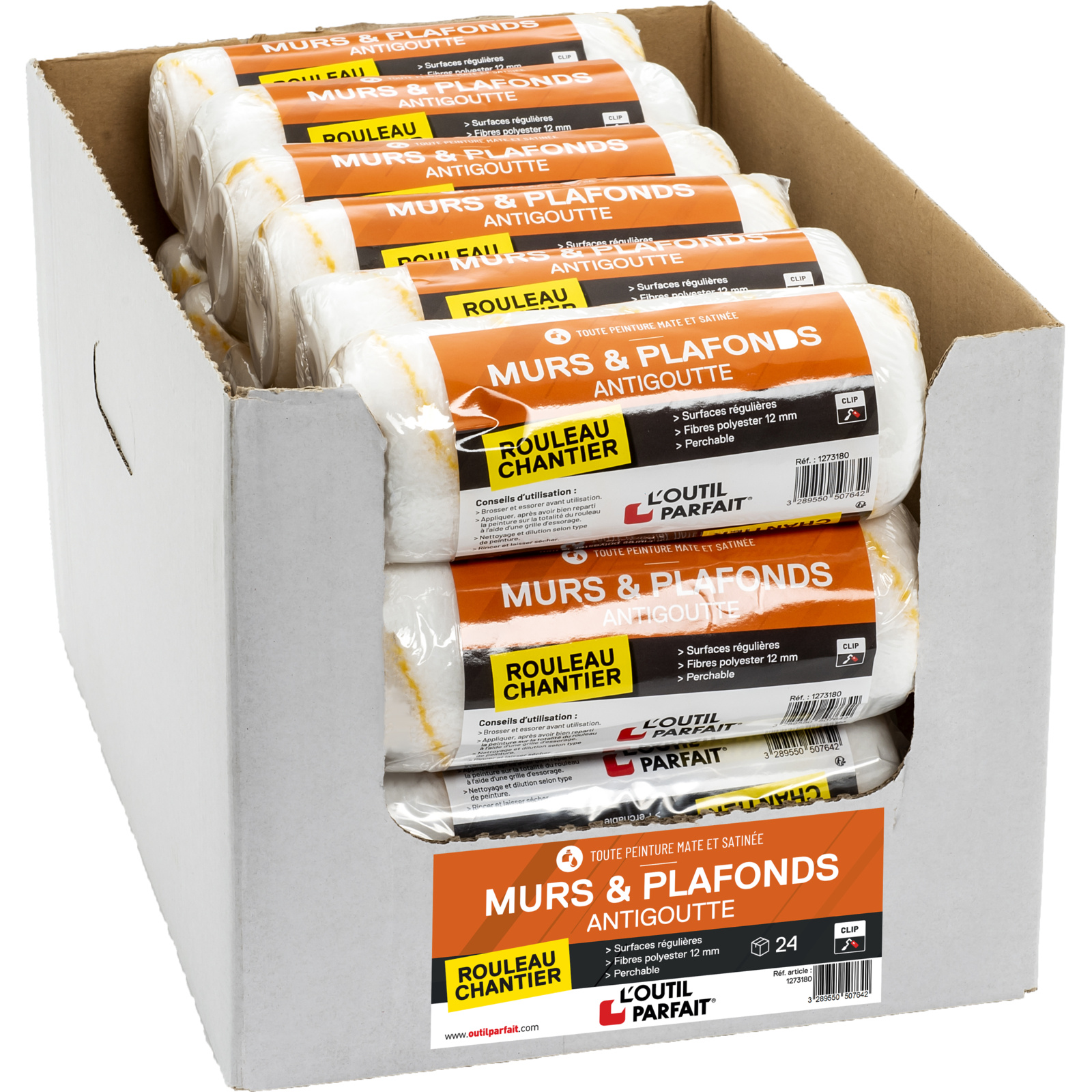 Manchon antigoutte murs et plafonds Polyester 12 mm Taille 180 mm L'OUTIL PARFAIT - 1273180