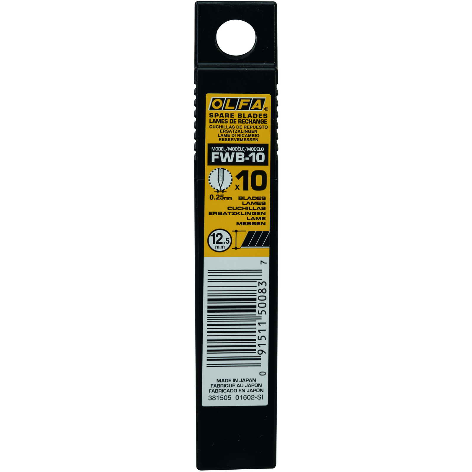 Lames noires FWB Cutter 12 mm Étui 10 lames L'OUTIL PARFAIT - 163000