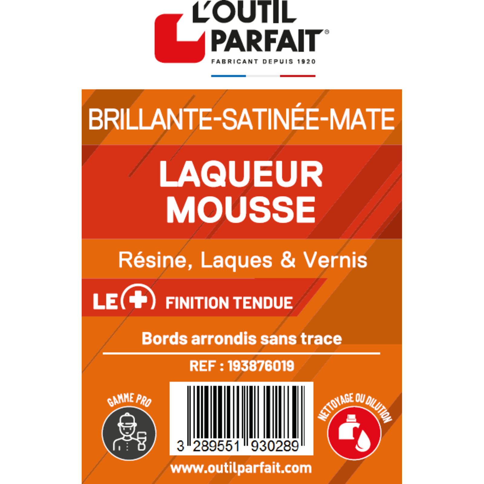 Rouleau laqueur mousse haute densité monture 19 cm L'OUTIL PARFAIT - 193876019