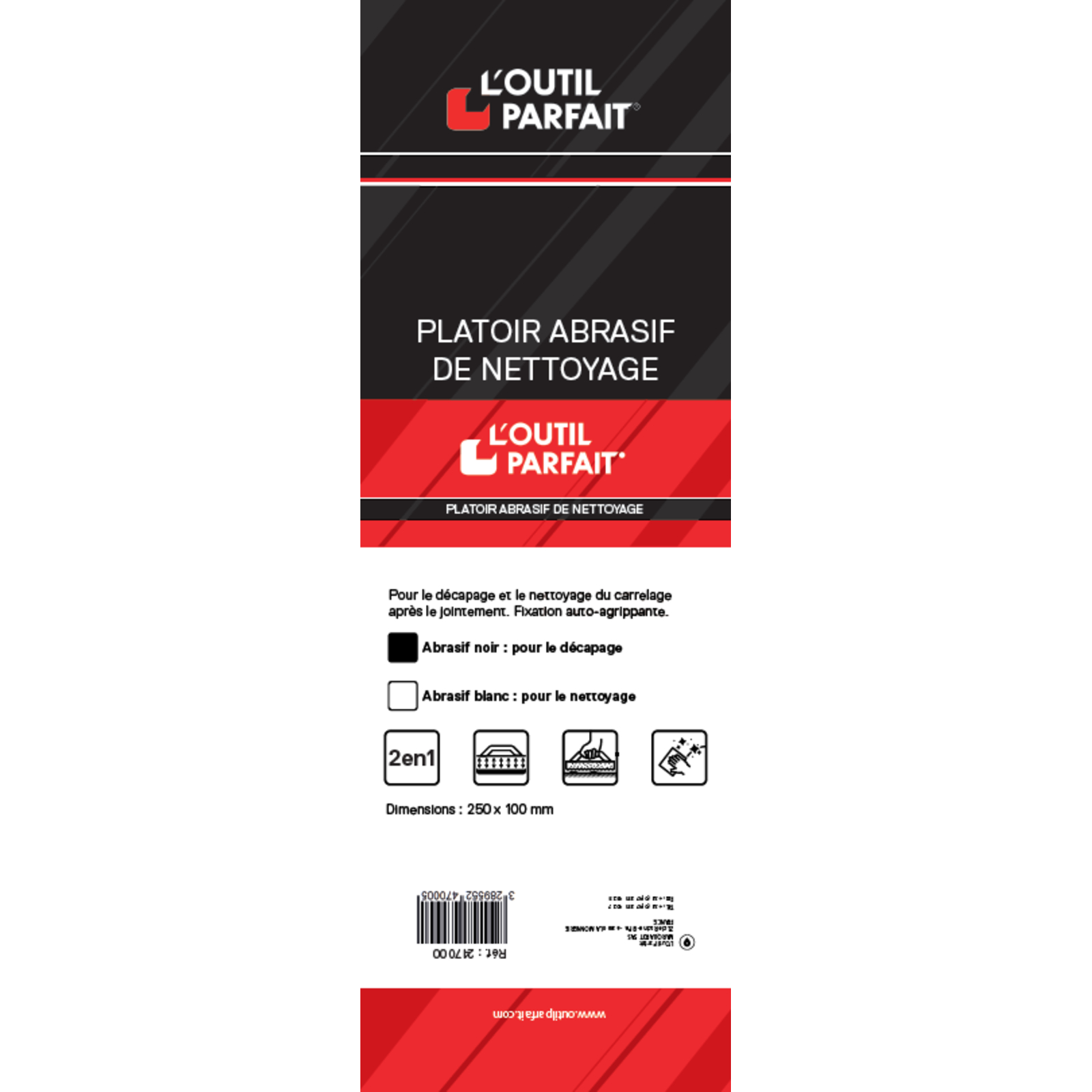Platoir abrasif de nettoyage dimensions 230 x 80 mm L'OUTIL PARFAIT - 247000