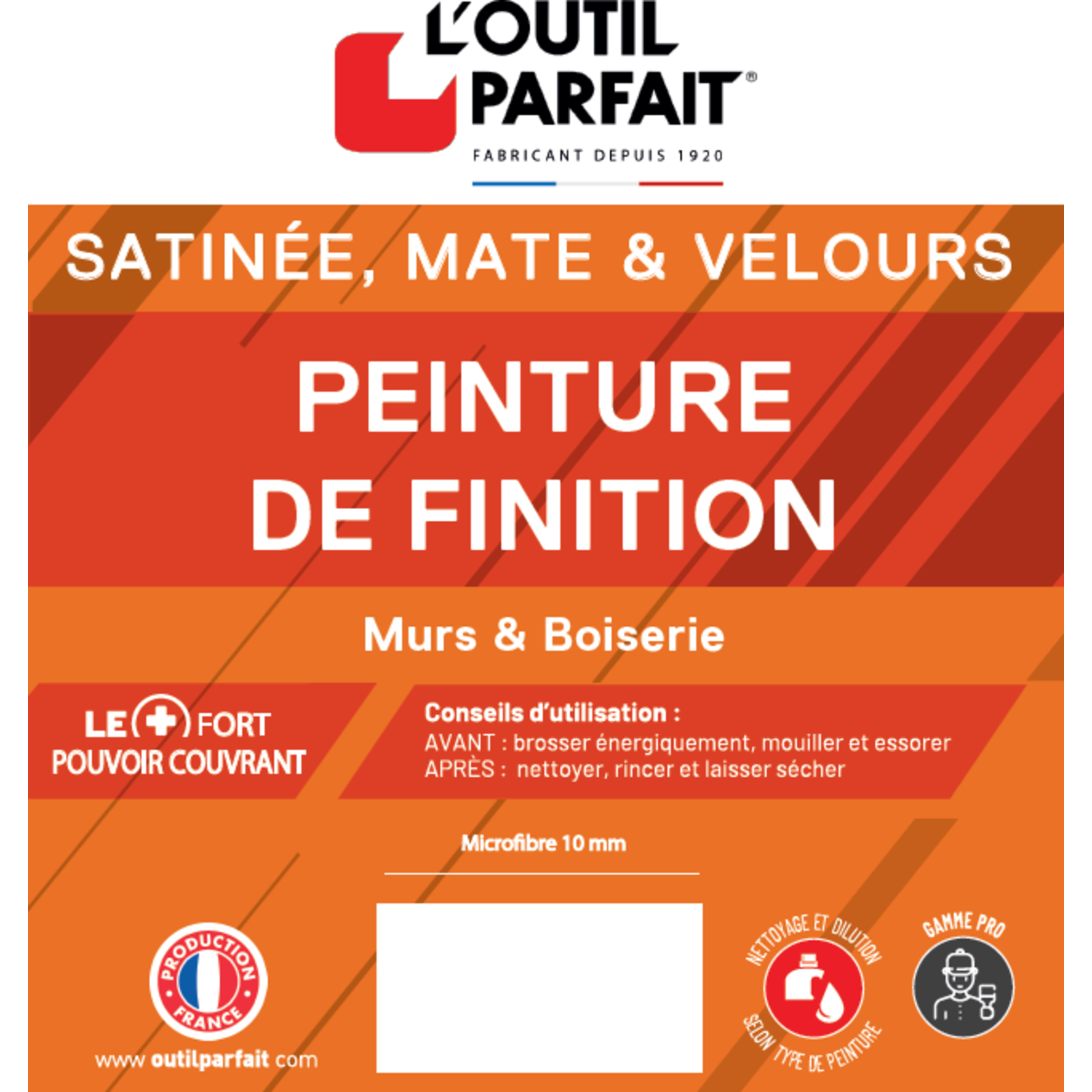 Rouleau pour peinture de finition Taille 180 mm L'OUTIL PARFAIT - 4887180
