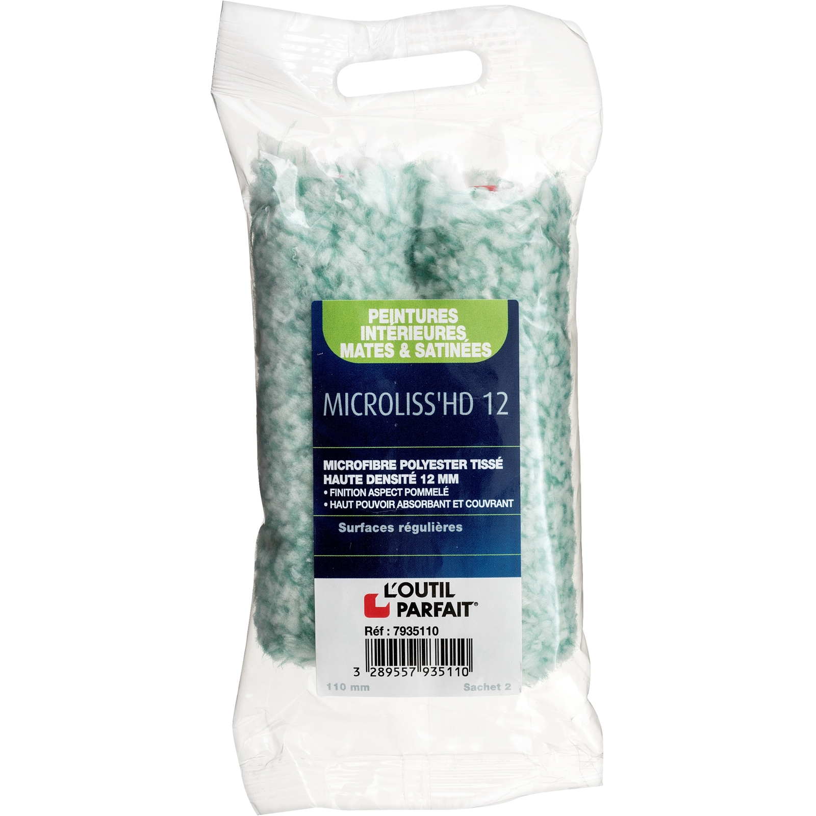 Manchon MicroLiss'HD 12 Microfibre polyester 12 mm Taille 110 mm Sachet de 2 L'OUTIL PARFAIT - 7935110