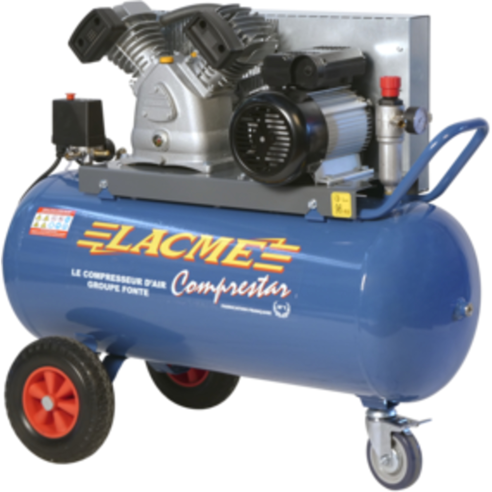 Compresseur mobile Comprestar 23V100M - 23m³/h monophasé - 100 litres - 11 bar LACME - 128200