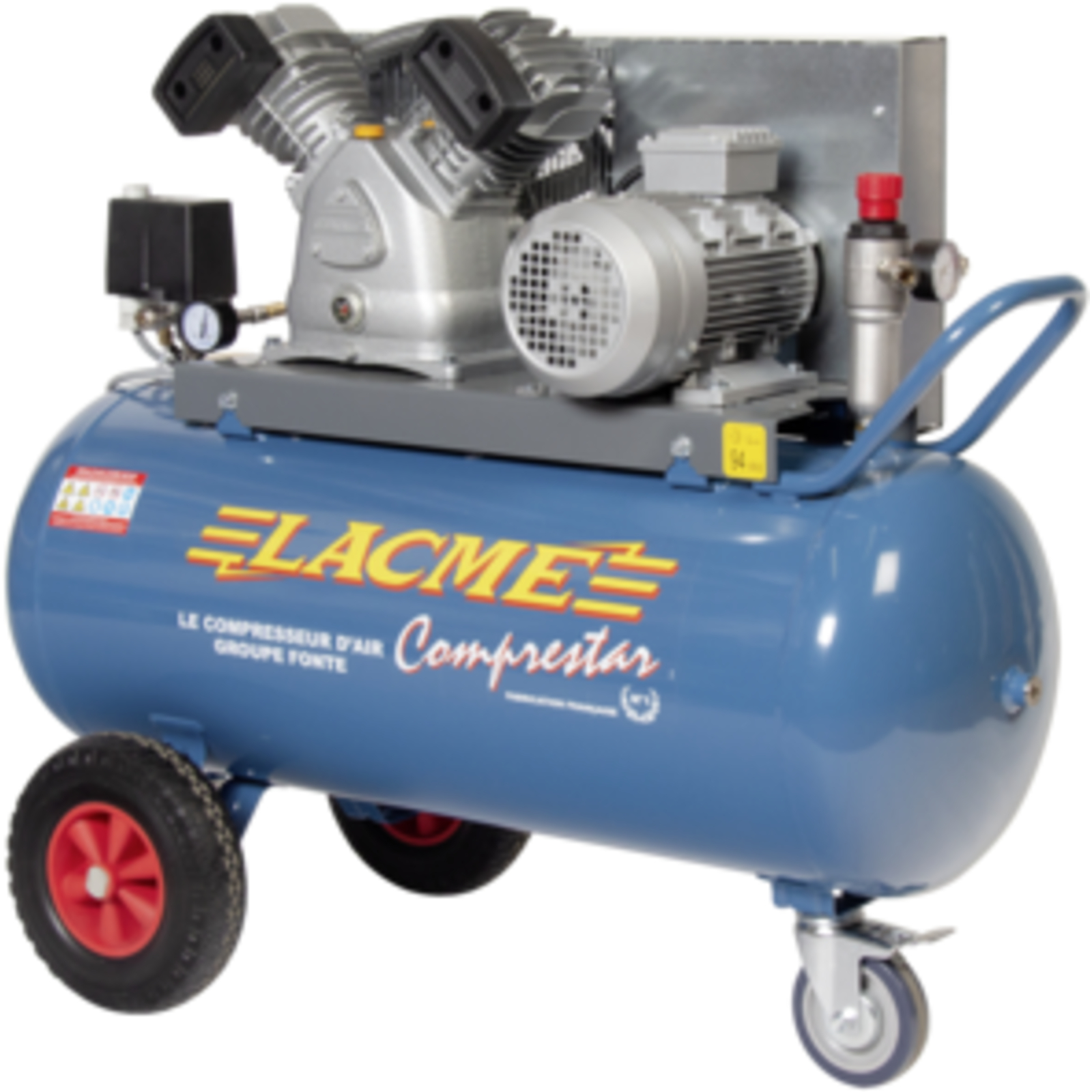 Compresseur mobile Comprestar 24V100T - 24 m³/h triphasé - 100 litres - 11 bar LACME - 146000