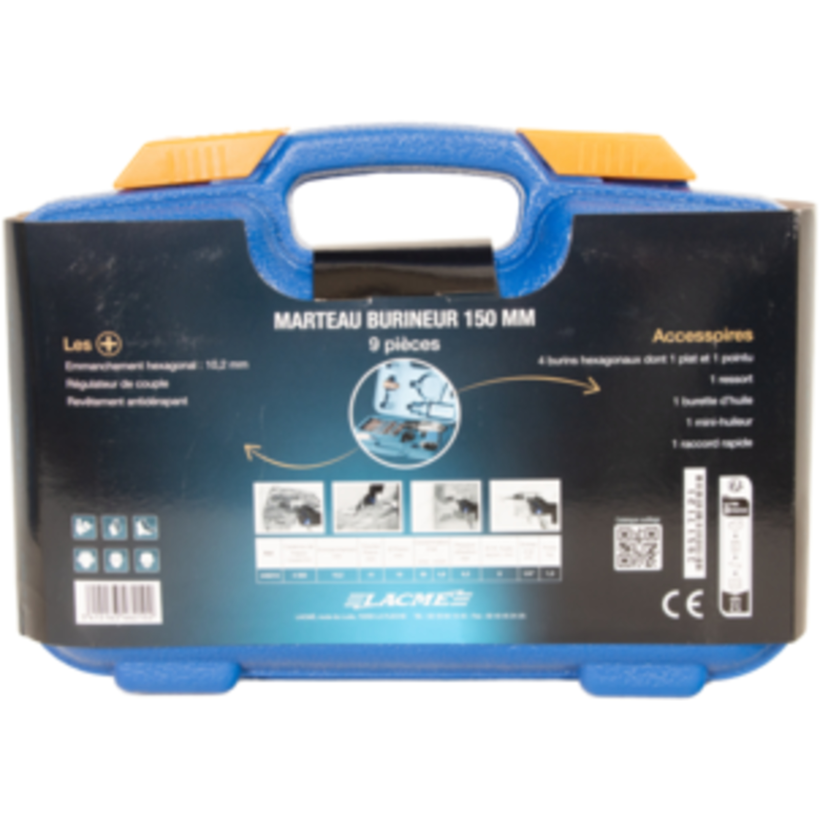 Coffret marteau burineur 150mm - embout hexagonal 10,2mm LACME - 346210