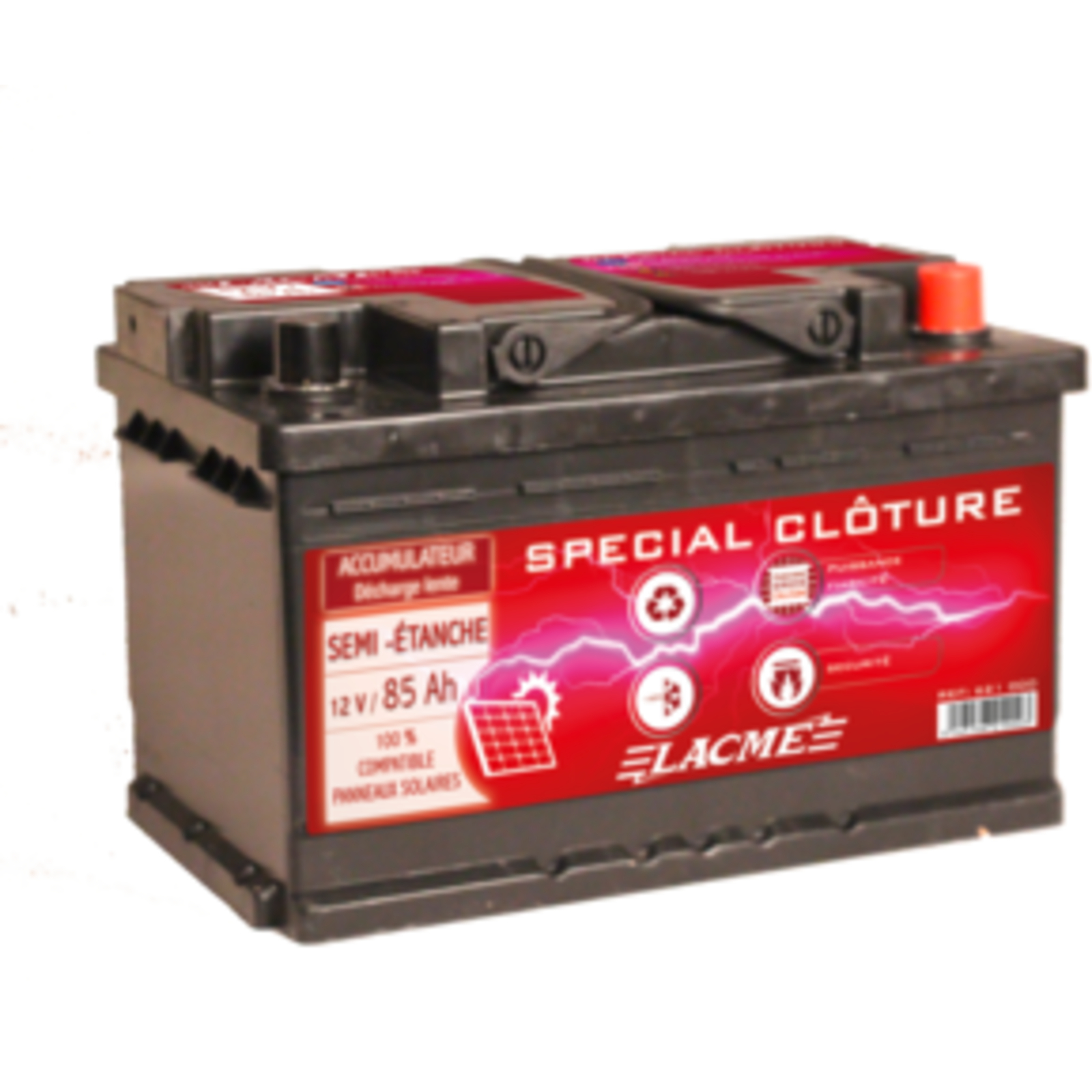 Accu 12V/85Ah pour l'alimentation des clôtures électriques - LACME - 621000