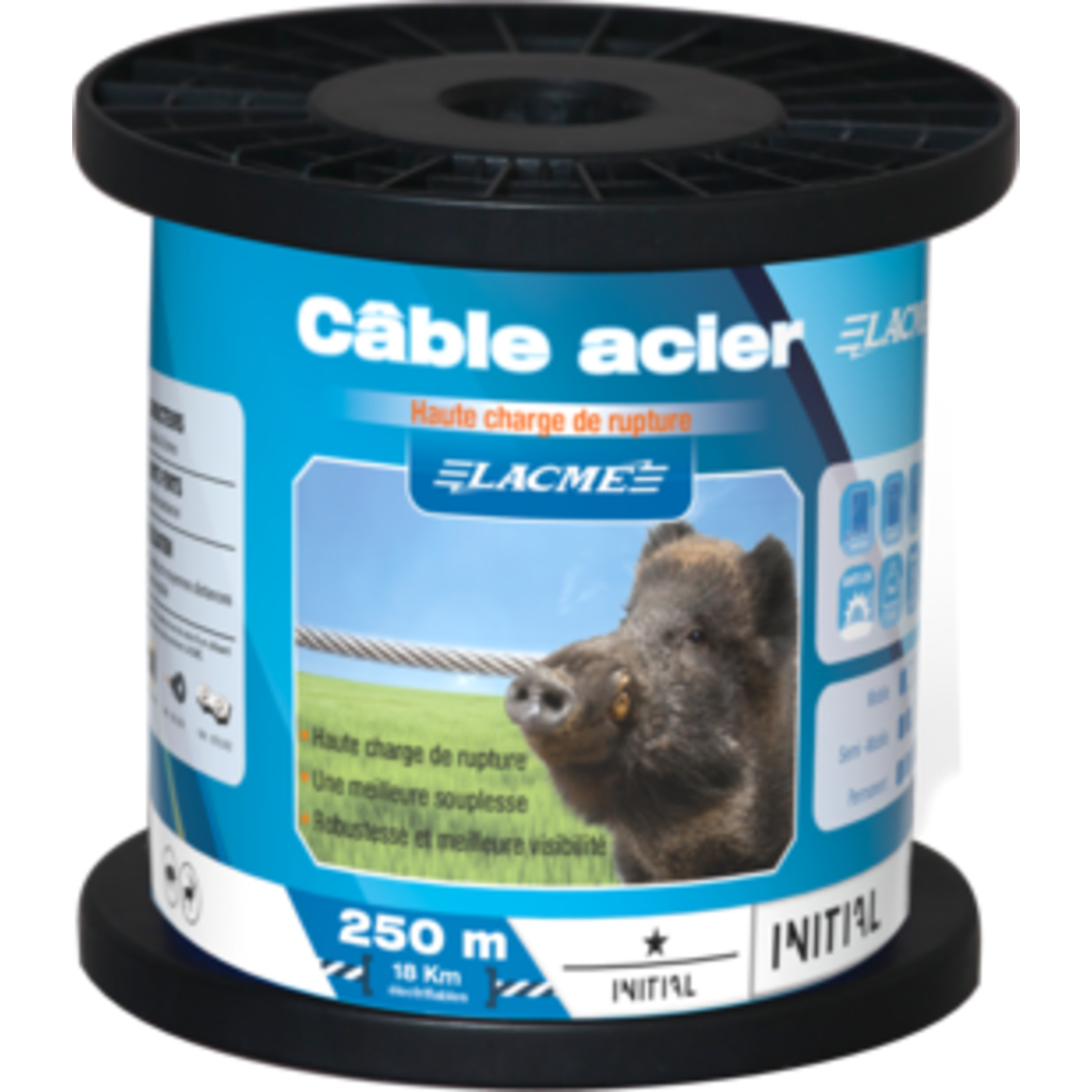 Câble acier Ø12 mm  12 brins Bobine 250 m - LACME - 633200