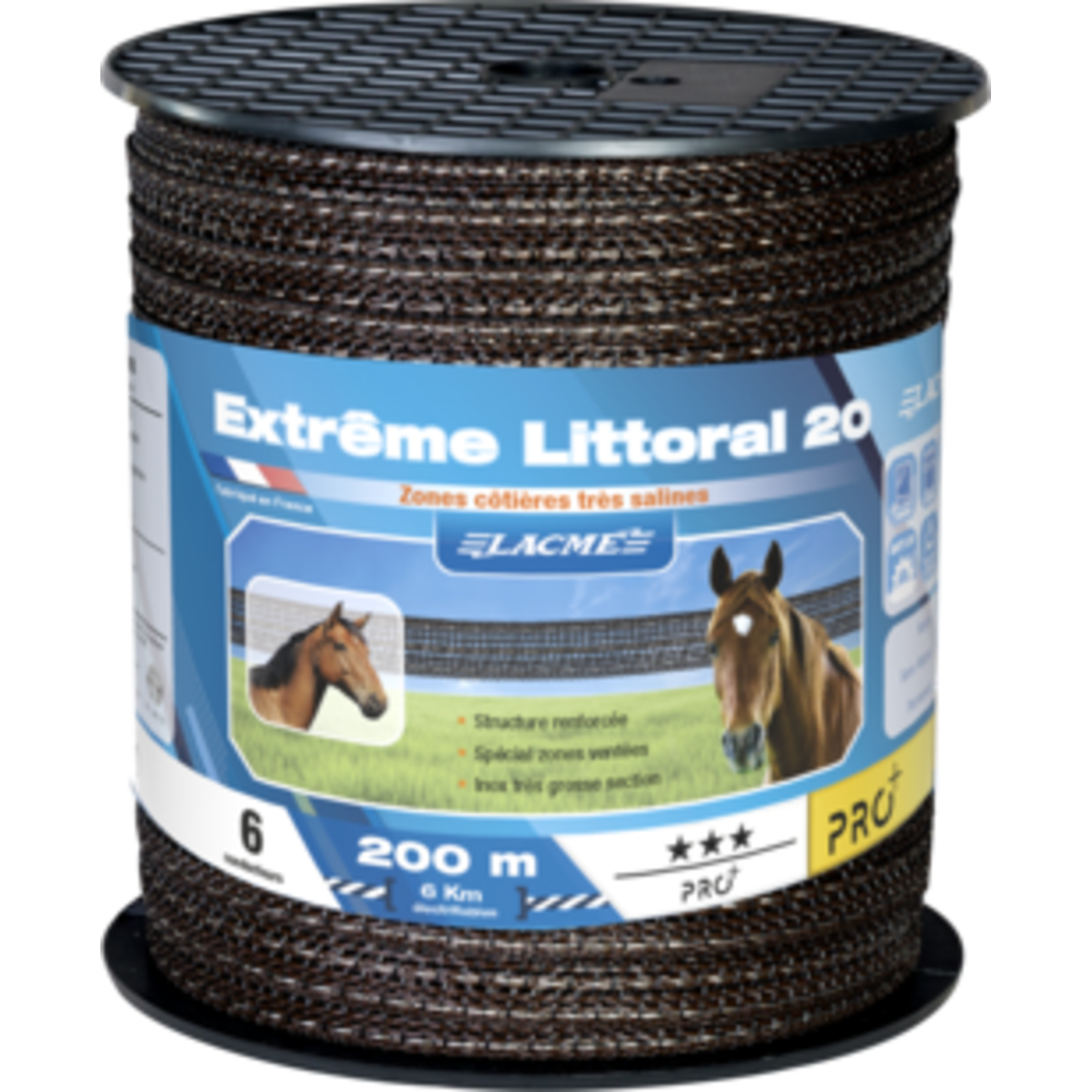 Ruban extrême et littoral 20 mm 6 Conducteurs Bobine 200 m - marron - LACME - 637050