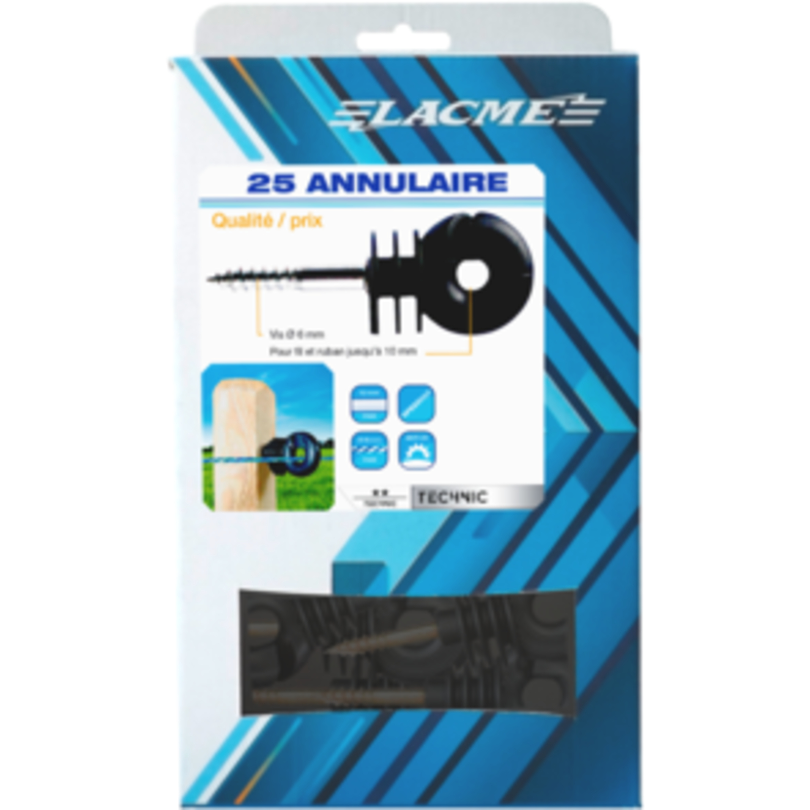 Boite de 25 Annulaire Isolateur Poteaux bois / fils - LACME - 650404