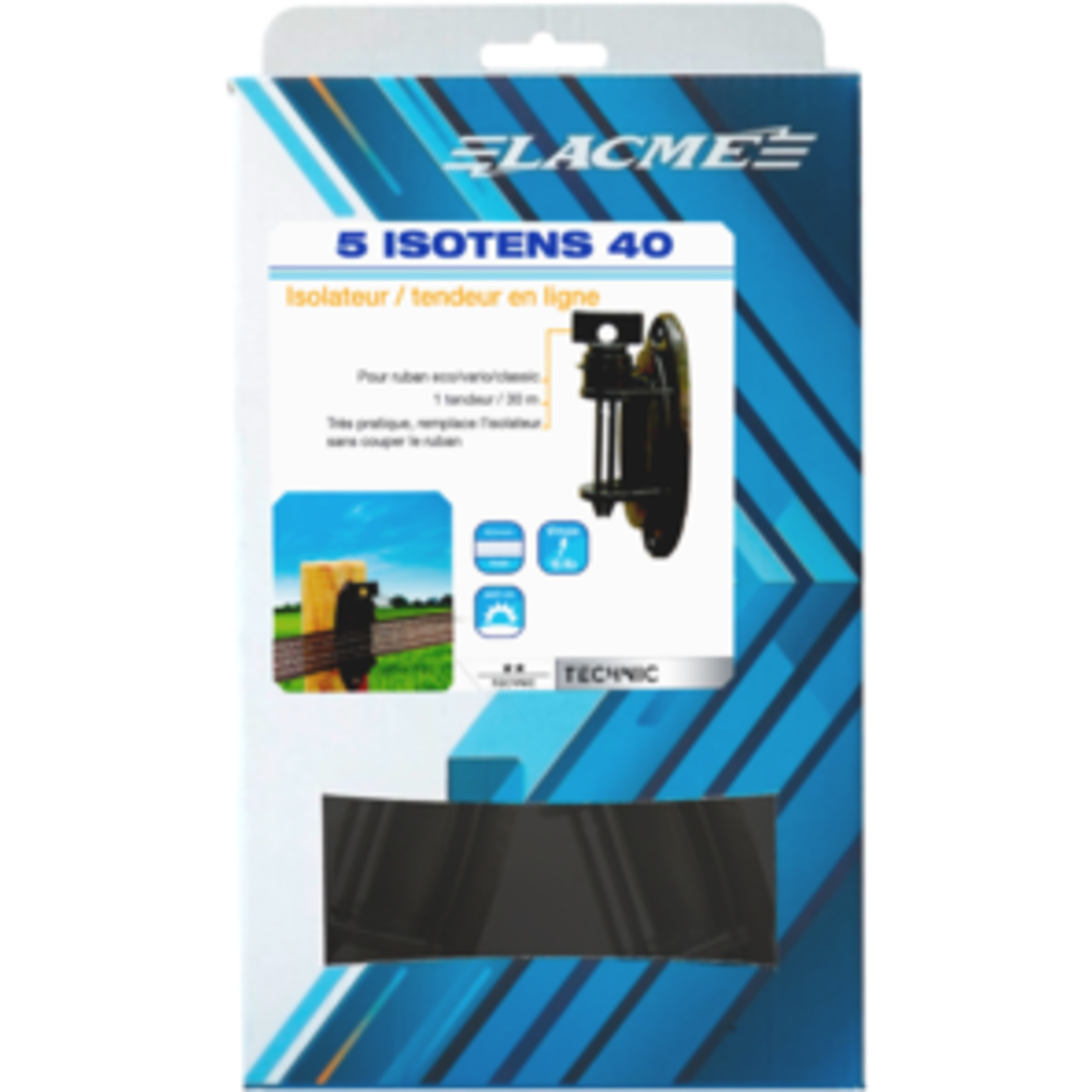 Boite de 5 Isotens Isolateur-tendeur Poteaux bois / rubans - LACME - 653954