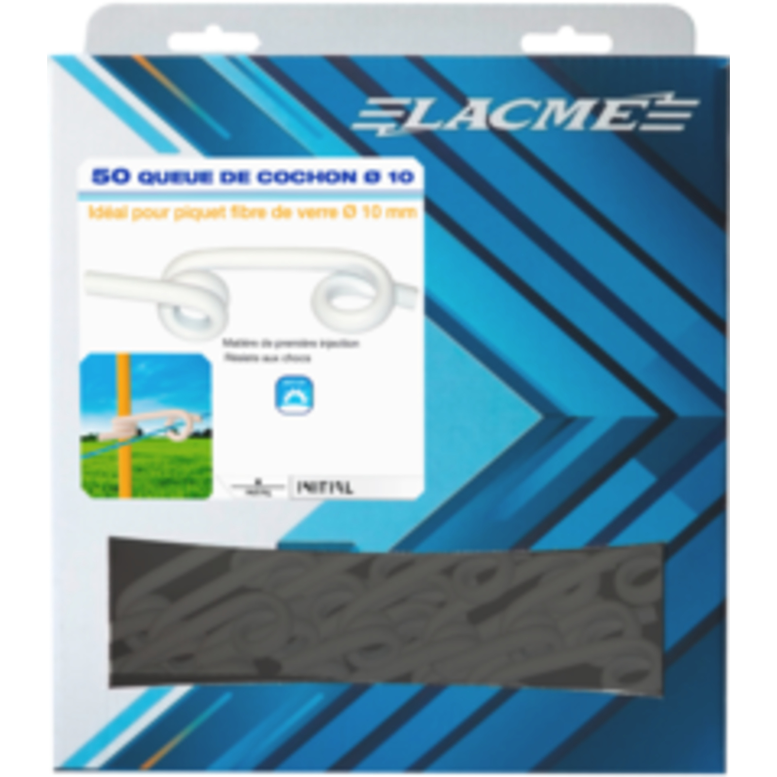 Boite de 50 Queue de cochon Ø10 mm Isolateur Piquets PFV fils - LACME - 656004