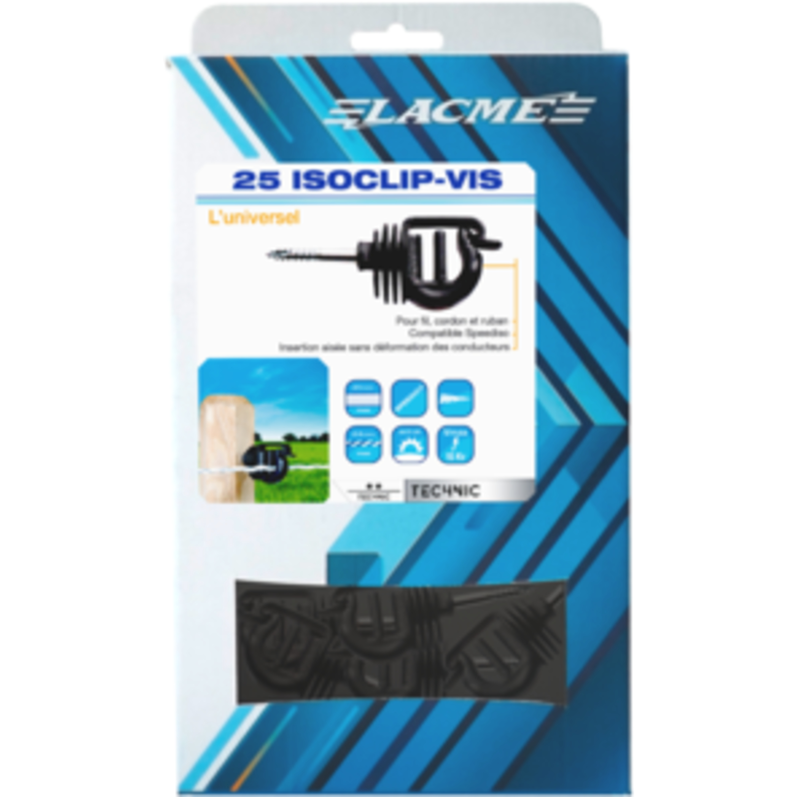 Boite de 25 Isoclip-vis Isolateur Poteaux bois / fils - LACME - 657404