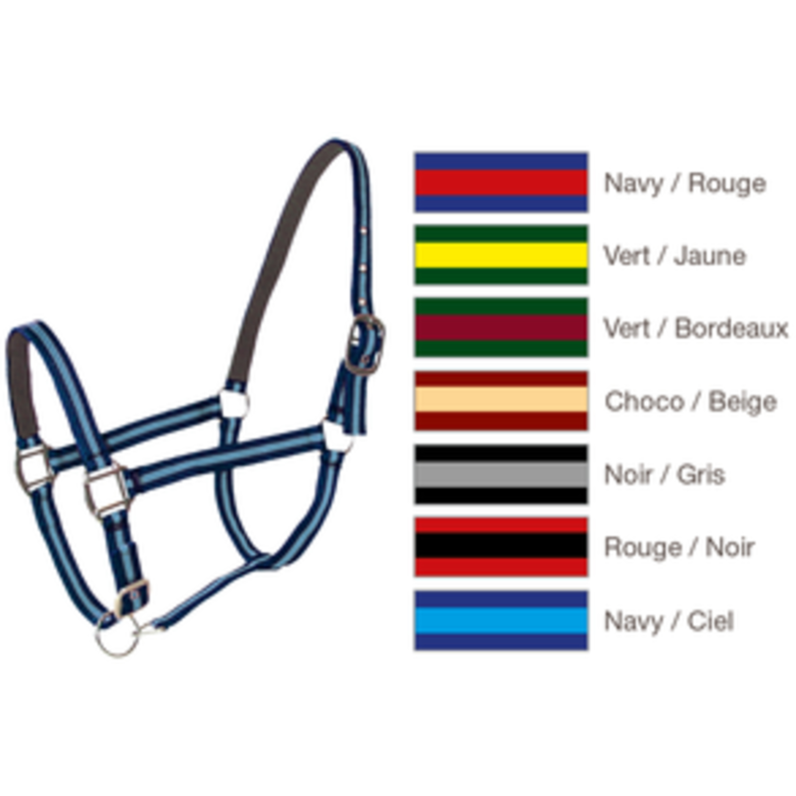 Licol Doublé Cuir Poney Bleu Rouge LACME - 805060