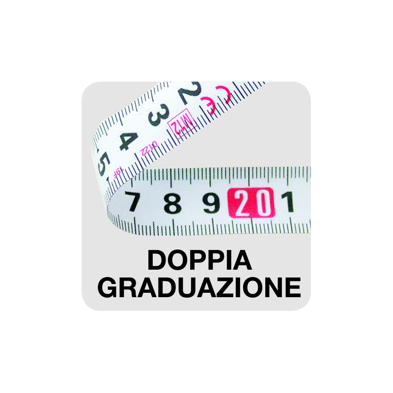 Metre ruban transp.double grad.jaune METRICA - 38754