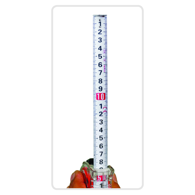 Mètre-ruban rouge TRANSPARENT double graduation - METRICA - 38764